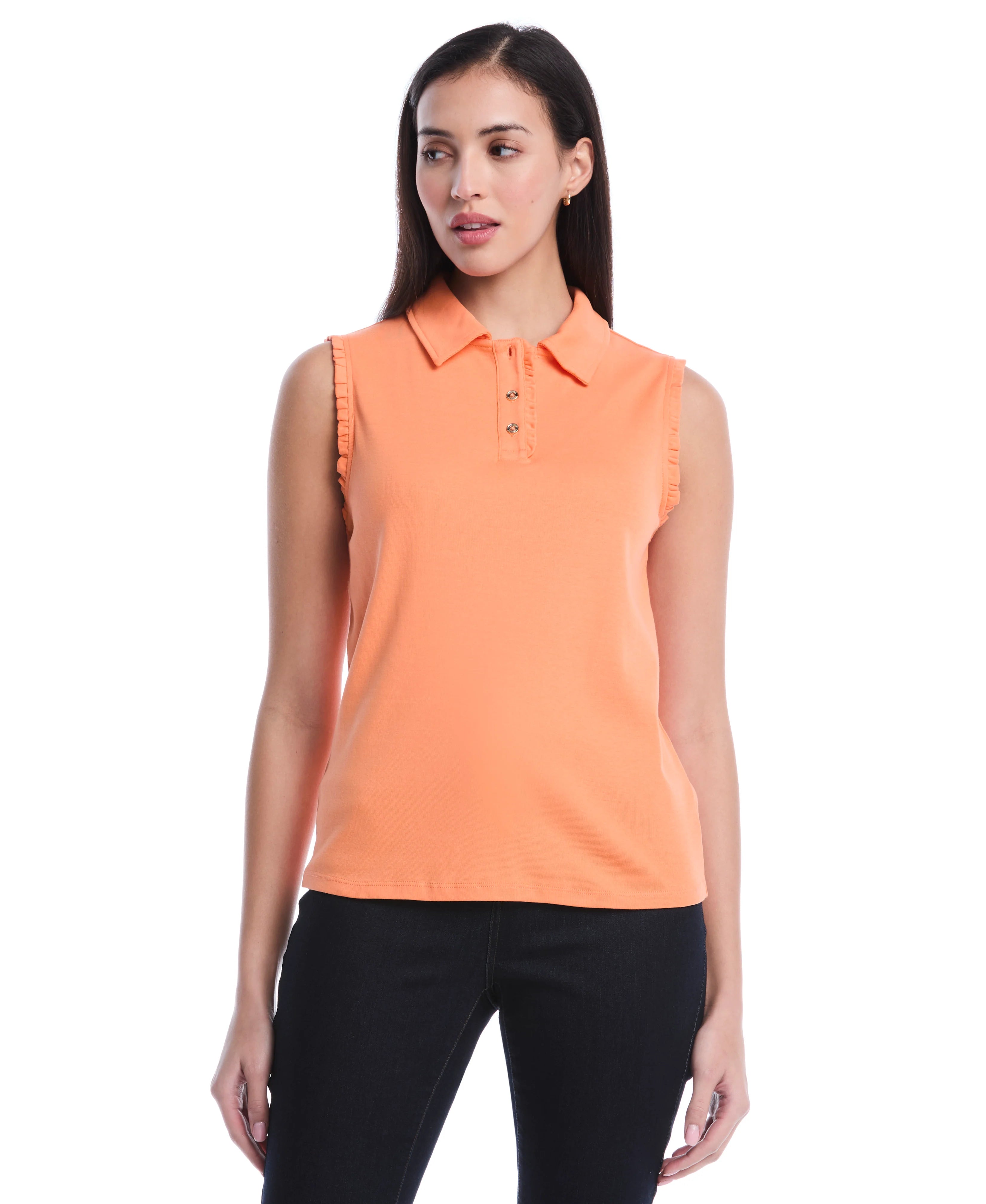 Petite Ruffle Trim Polo