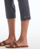 Petite Tile Print Capri With Riveted Vent