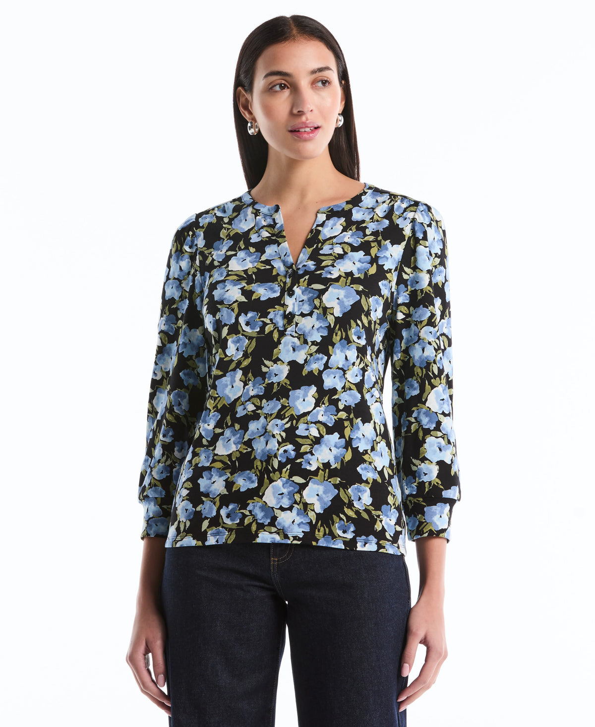 Floral Print Shirred Top