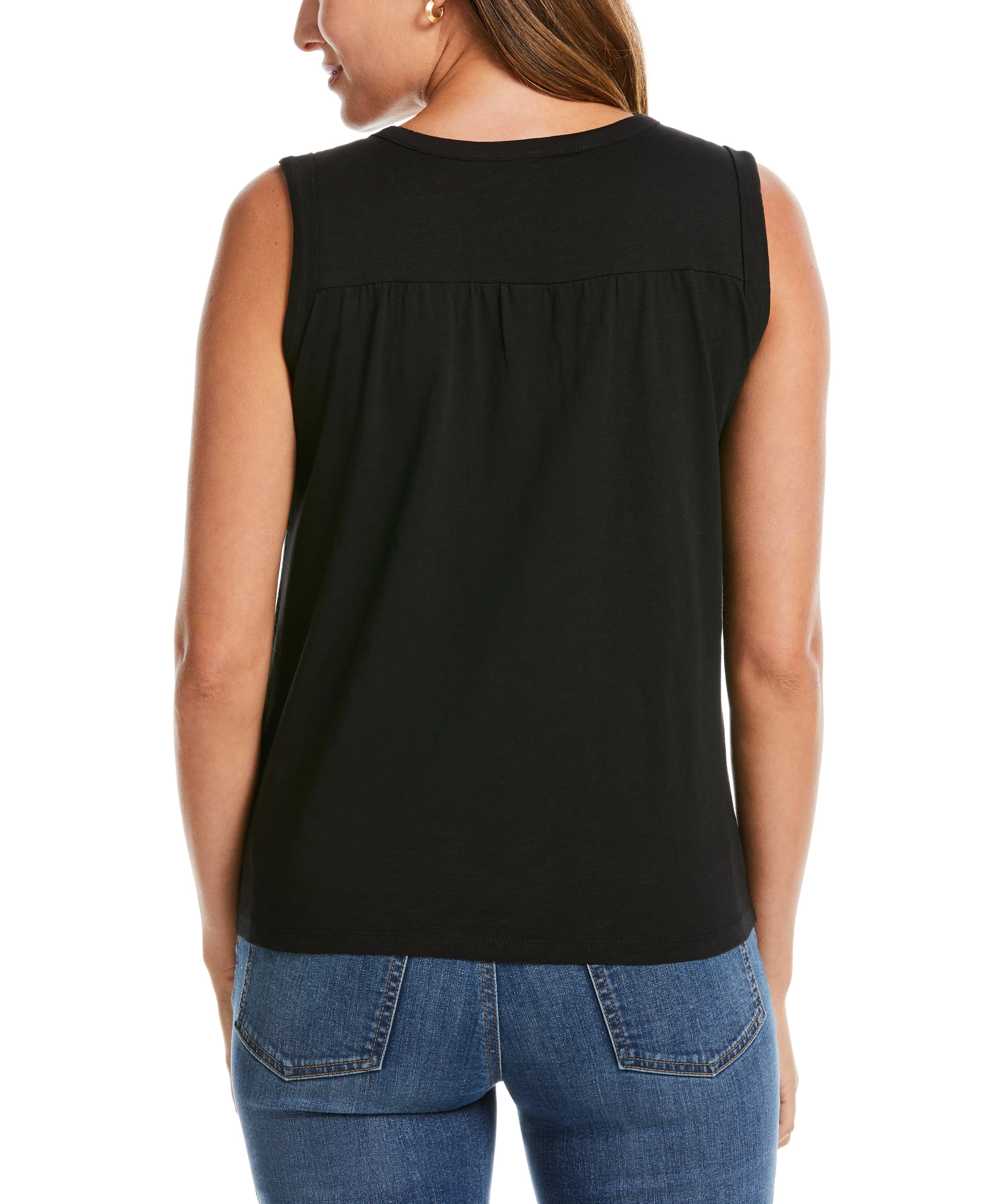 Solid Smocked V neck Top