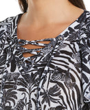Jungle Print Lace Up Flutter Sleeve Top