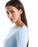 Petite Button Detail 3 4 Sleeve Top
