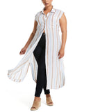 Plus Size Stripe Linen Shirtdress