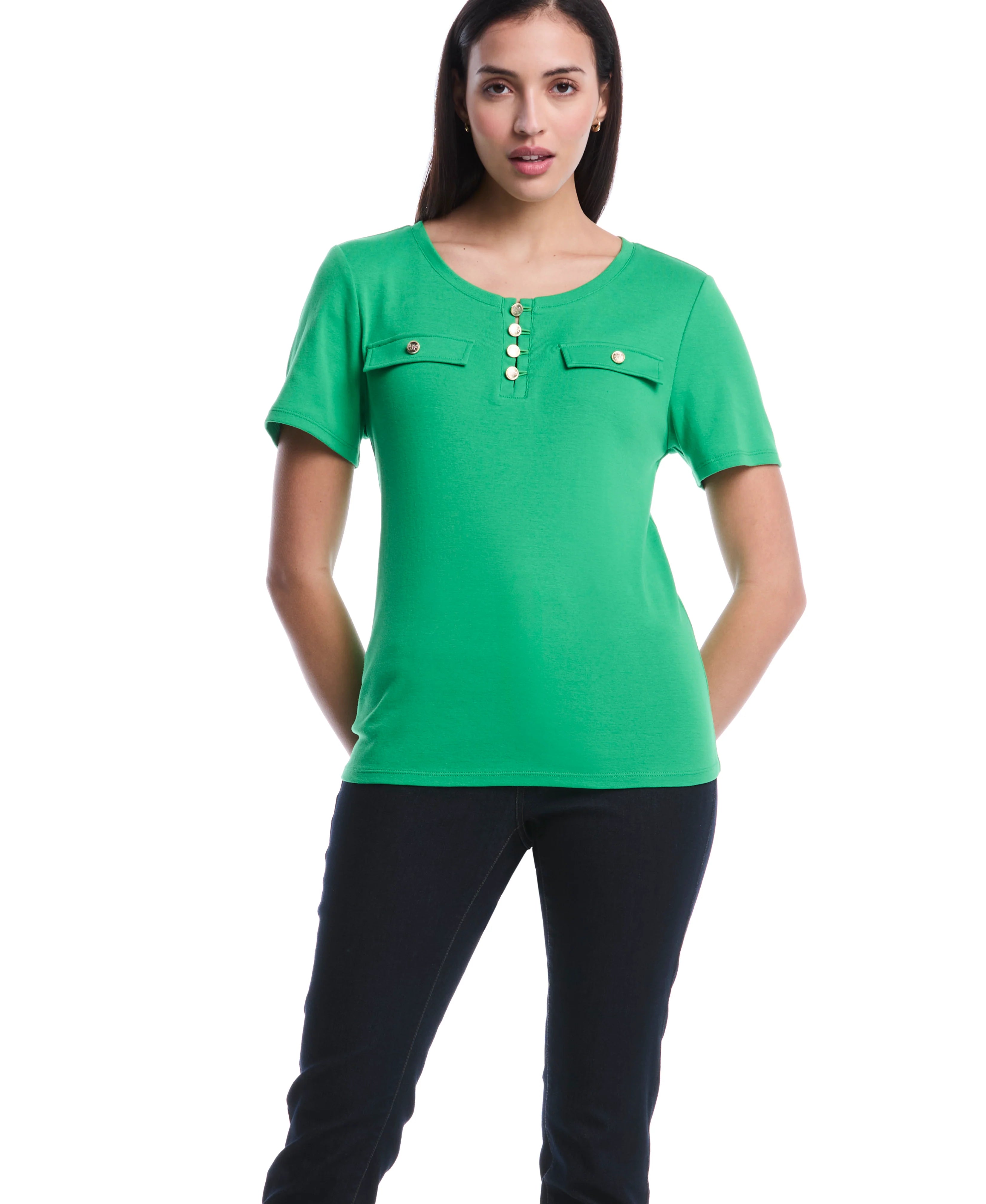 Petite Welt Pocket Button Detail Top