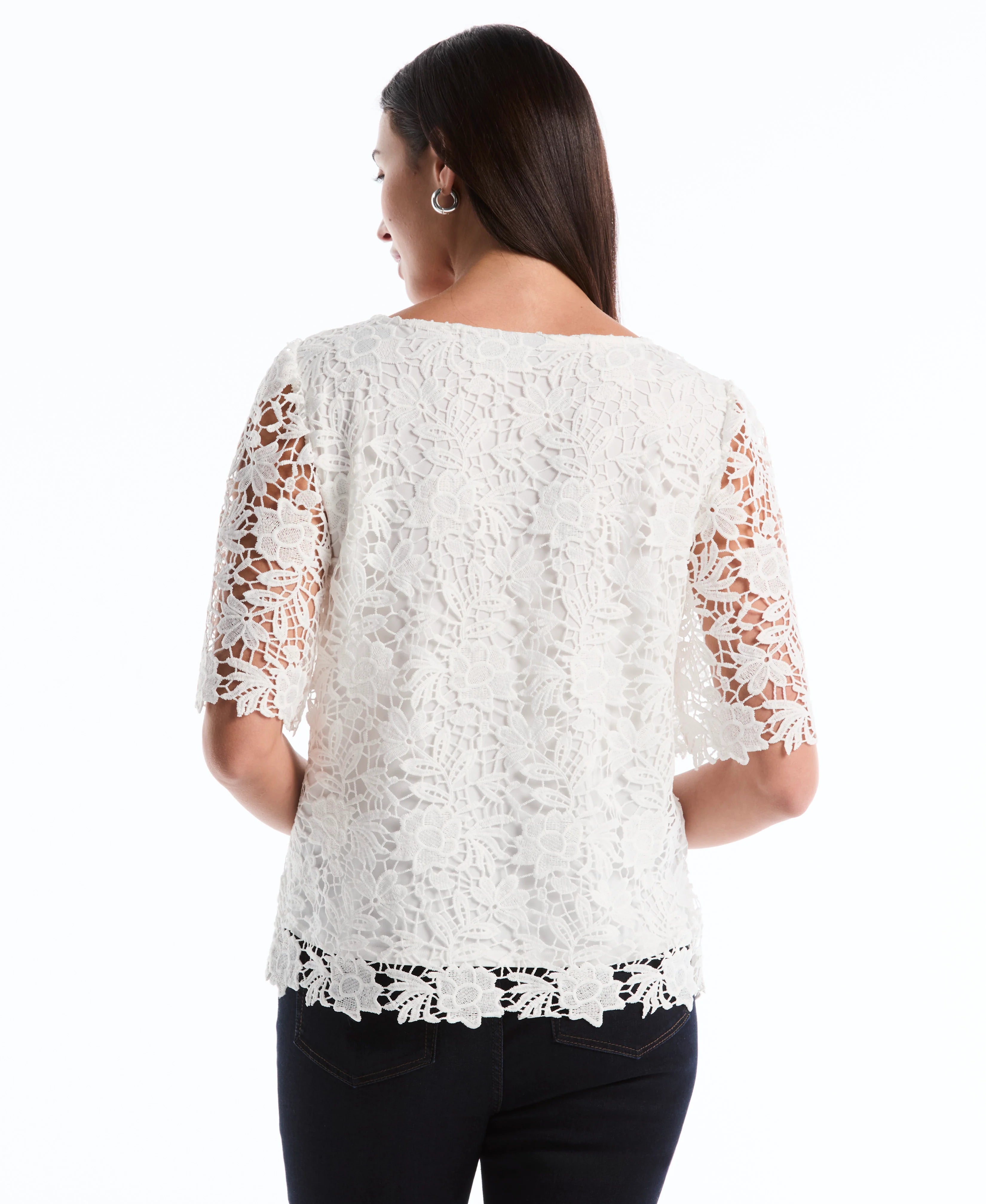 Petite Scalloped Lace Top