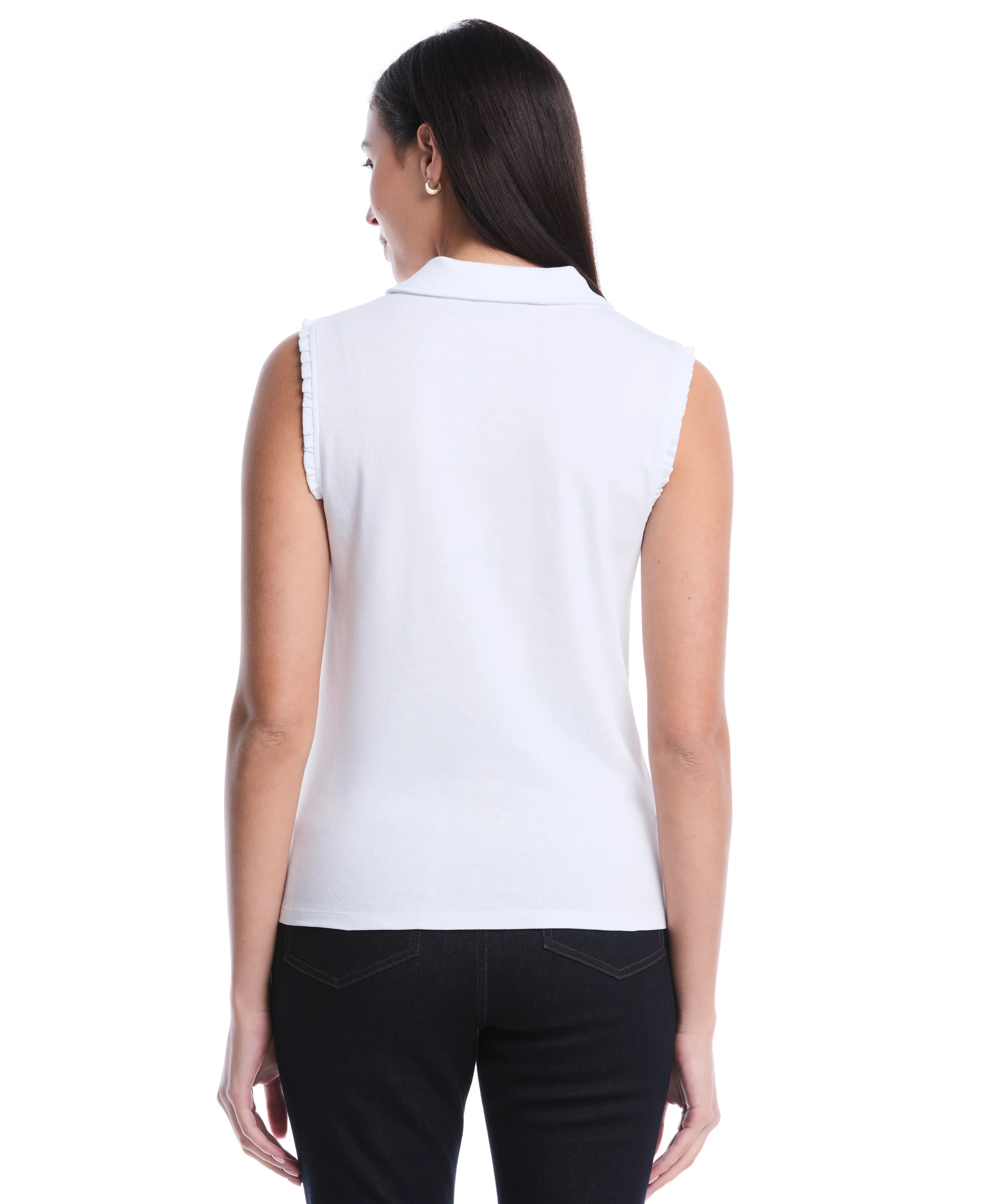 Petite Ruffle Trim Polo