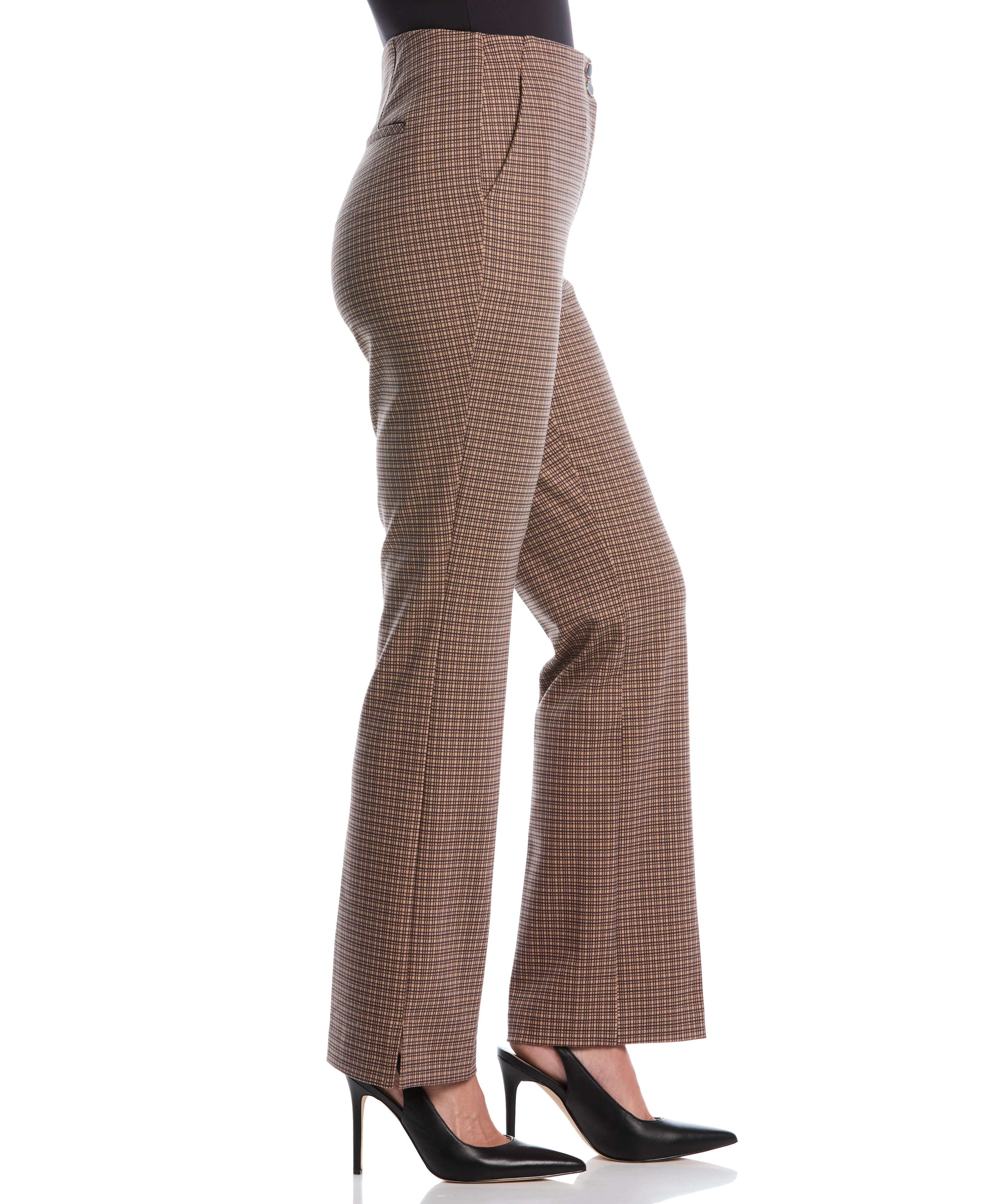 Plaid Print Ponte Bootcut Pant