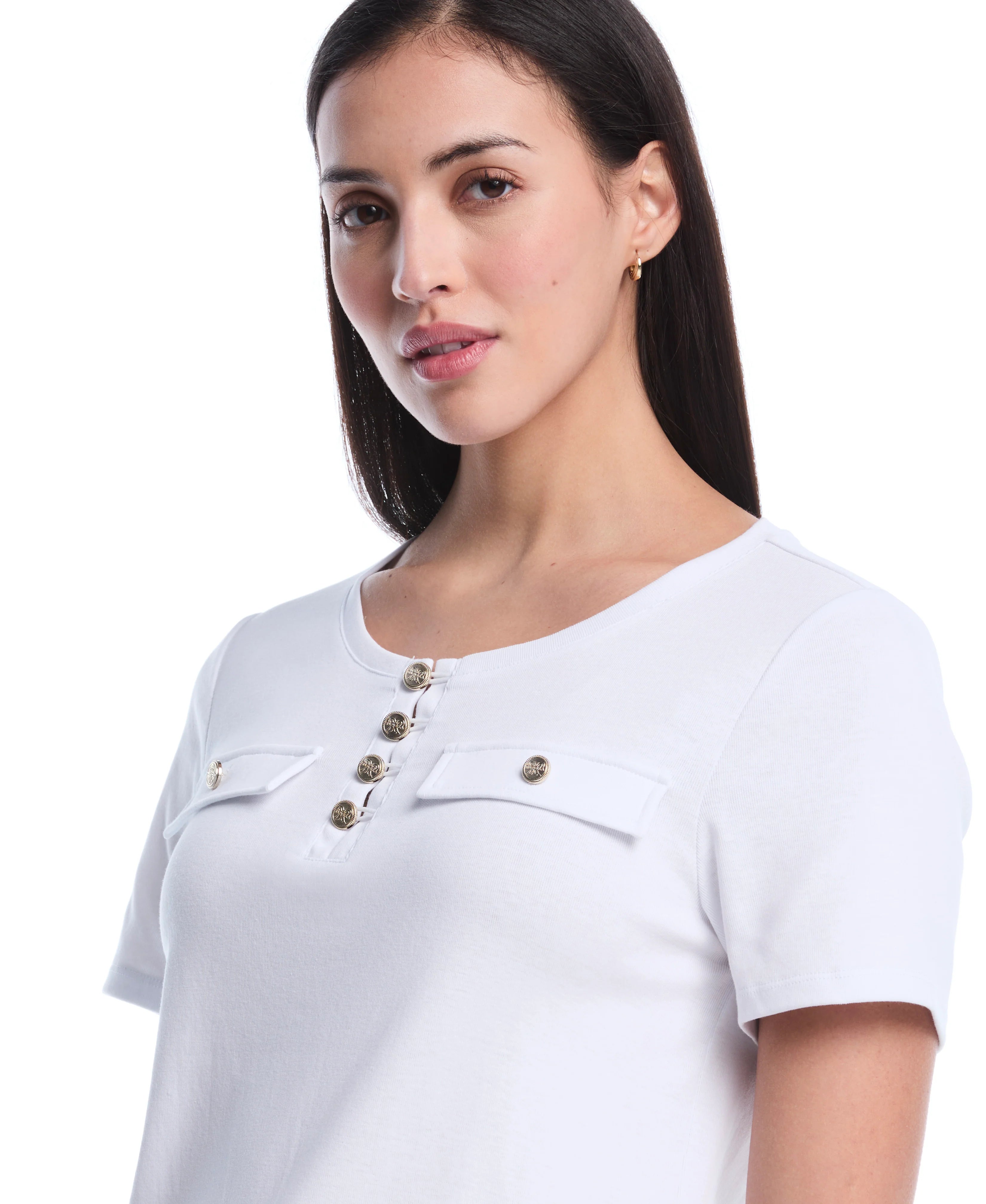 Petite Welt Pocket Button Detail Top