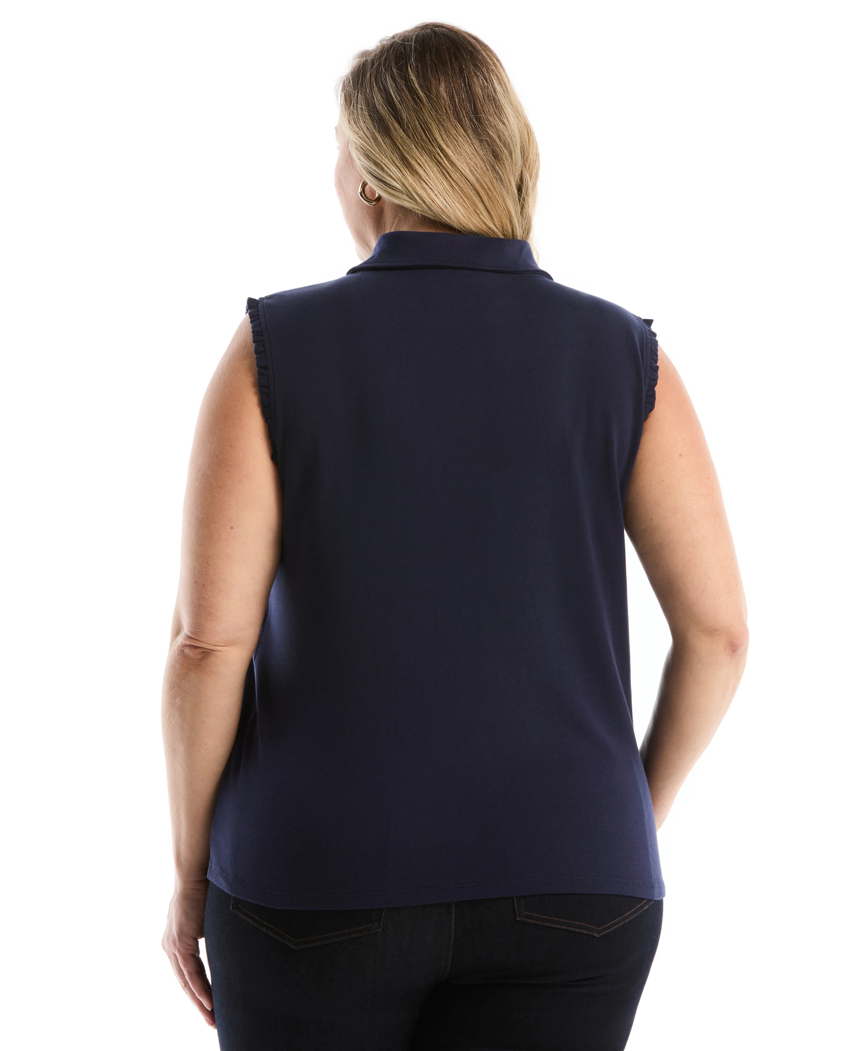 Plus Size Ruffle Trim Polo