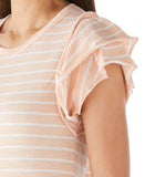 Stripe Ruffle Sleeve Tee