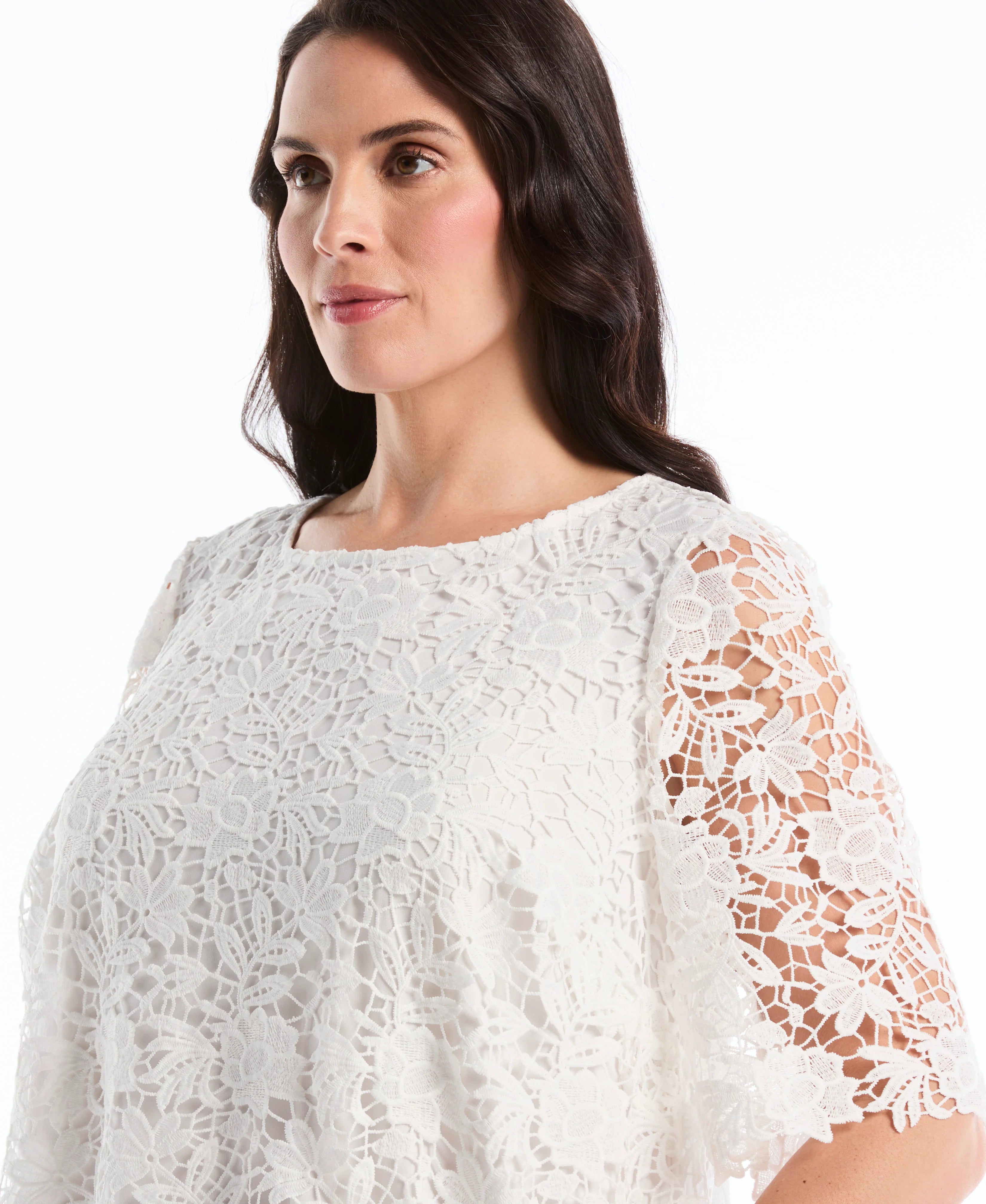 Plus Size Scalloped Lace Top