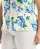 Plus Size Pom Floral Print Button Front Tank Top