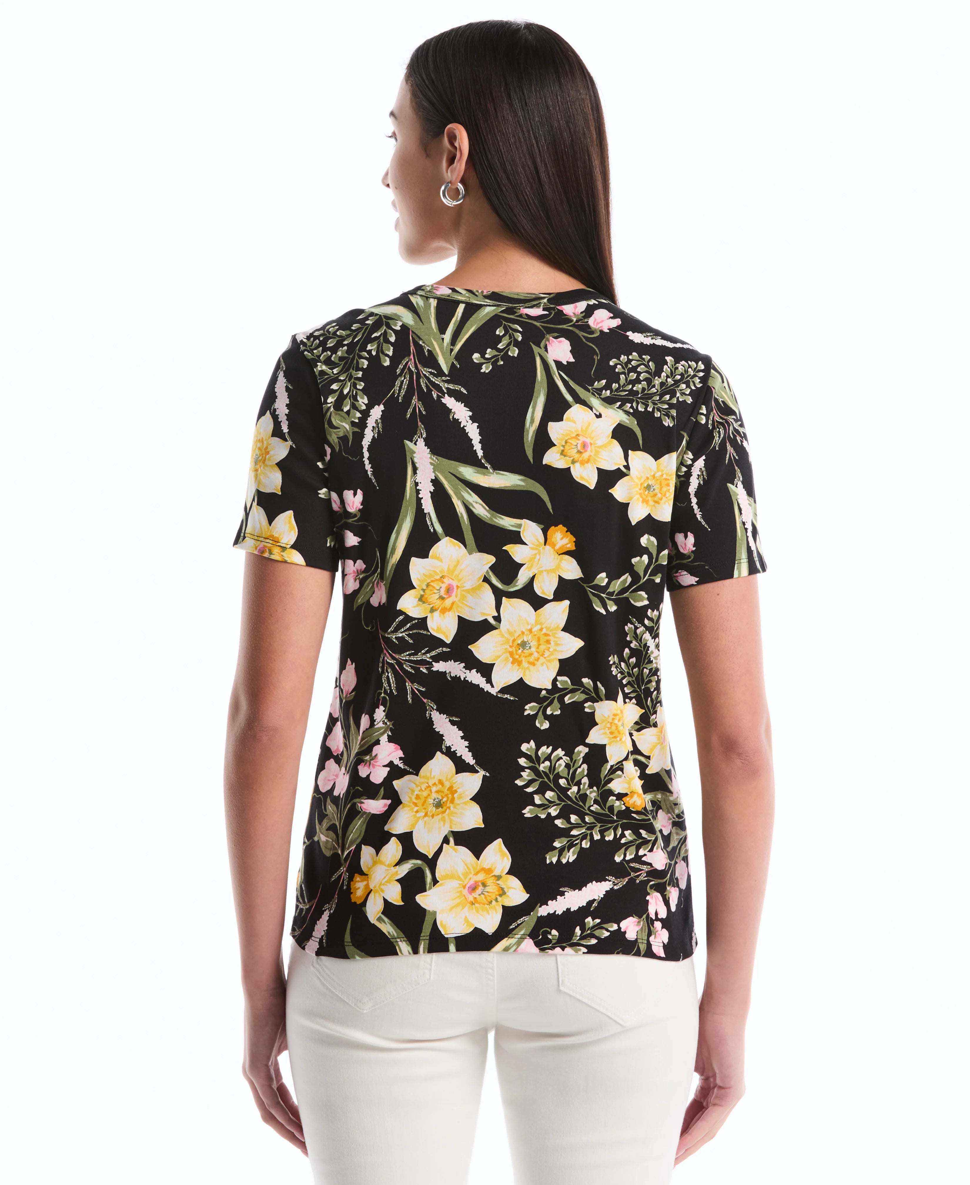 Garden Print Button Detail Top