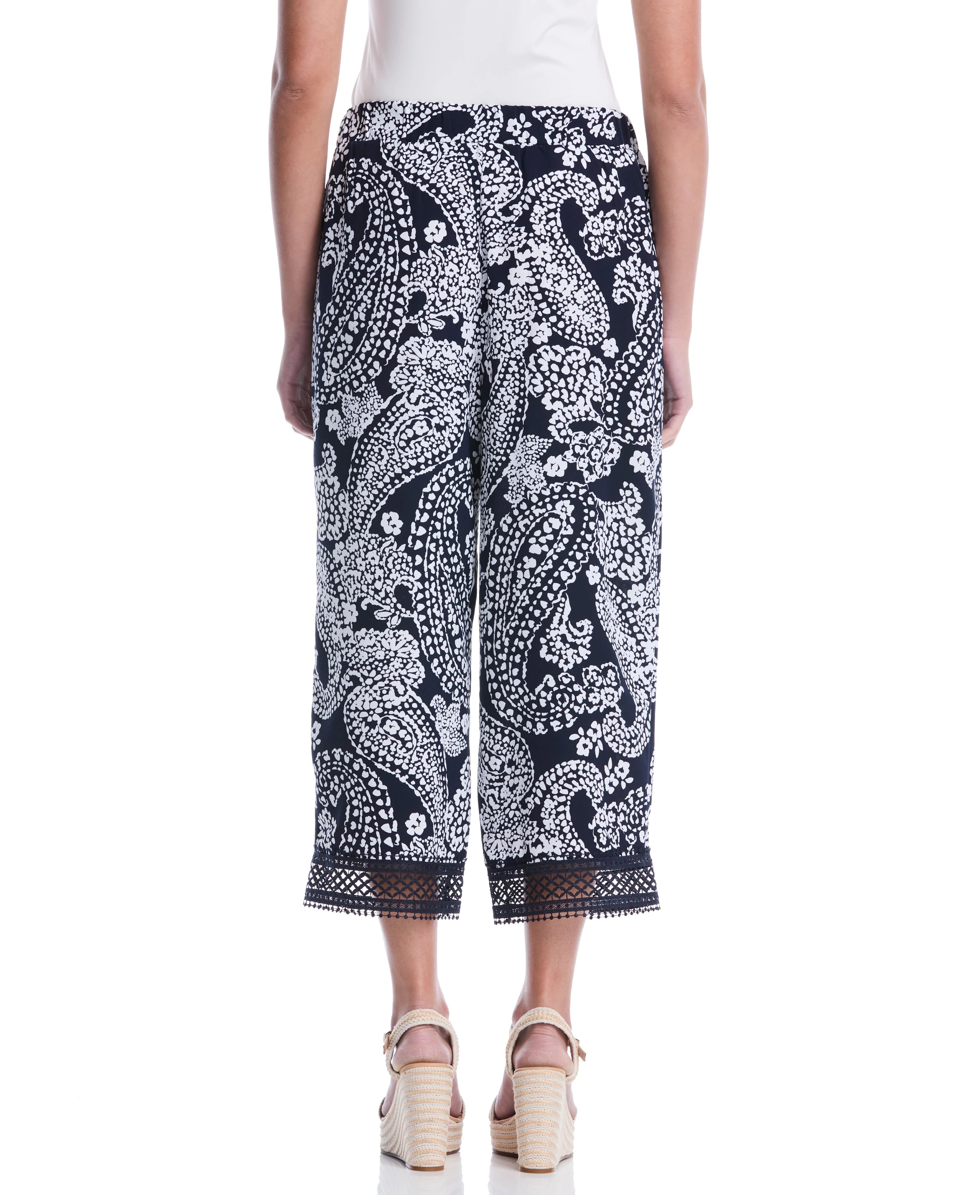 Petite Paisley Crochet Trim Pant