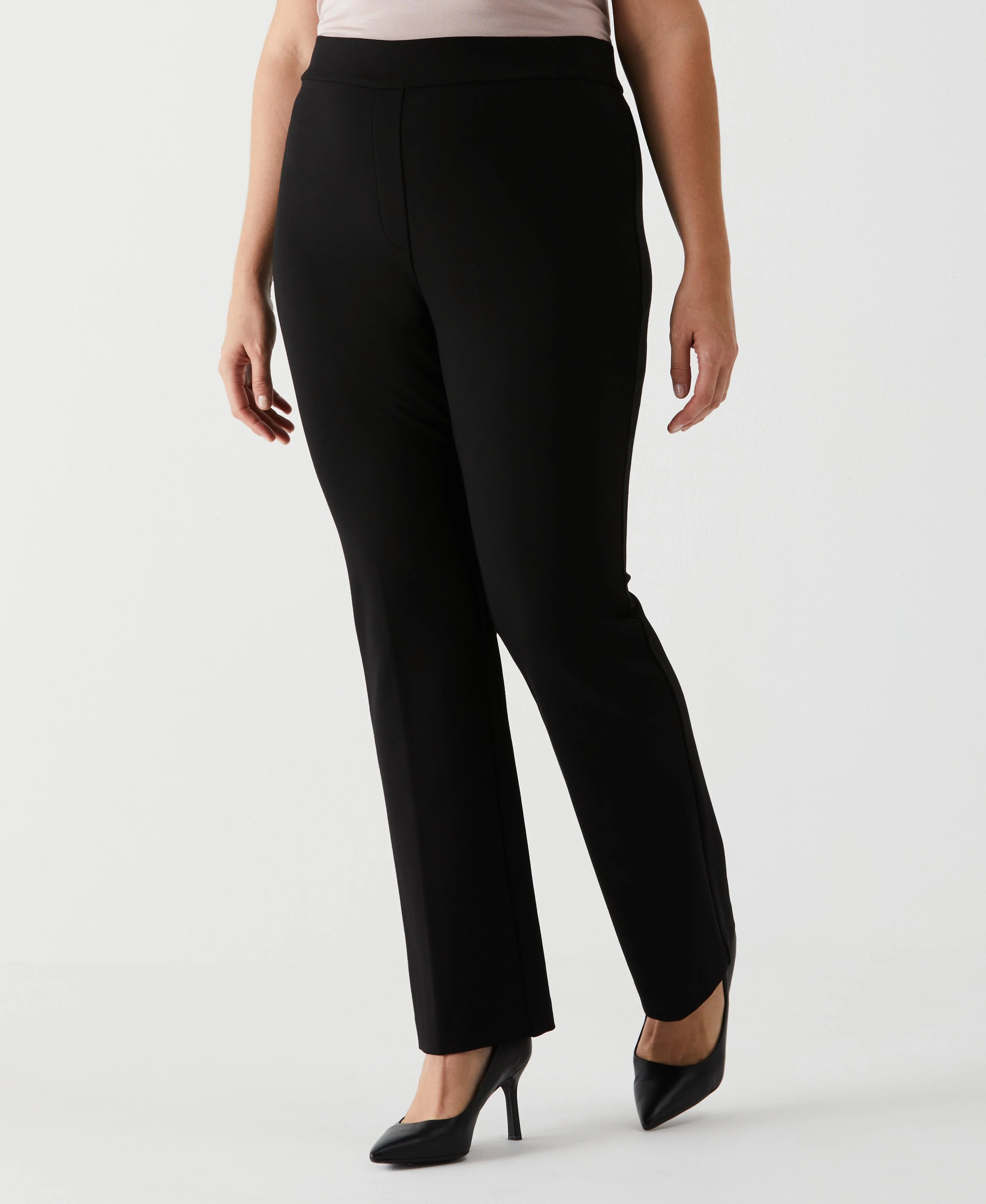 Plus Size Ponte Knit Short Length Bootcut Pull On Pant
