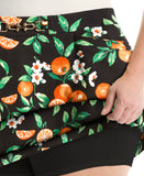 Plus Size Orange Print Horse Bit Belted Skort