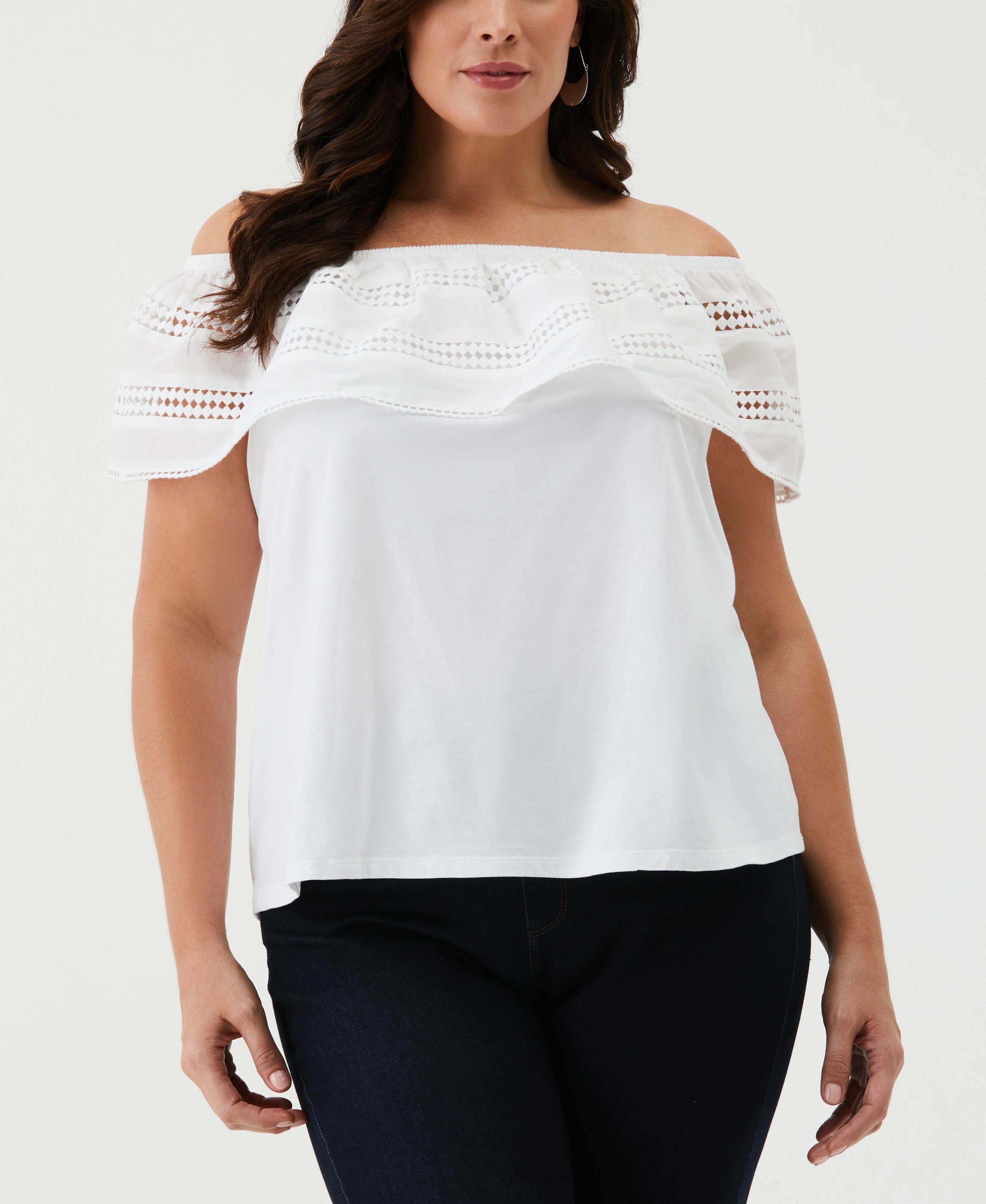 Embroidered Off The Shoulder Top