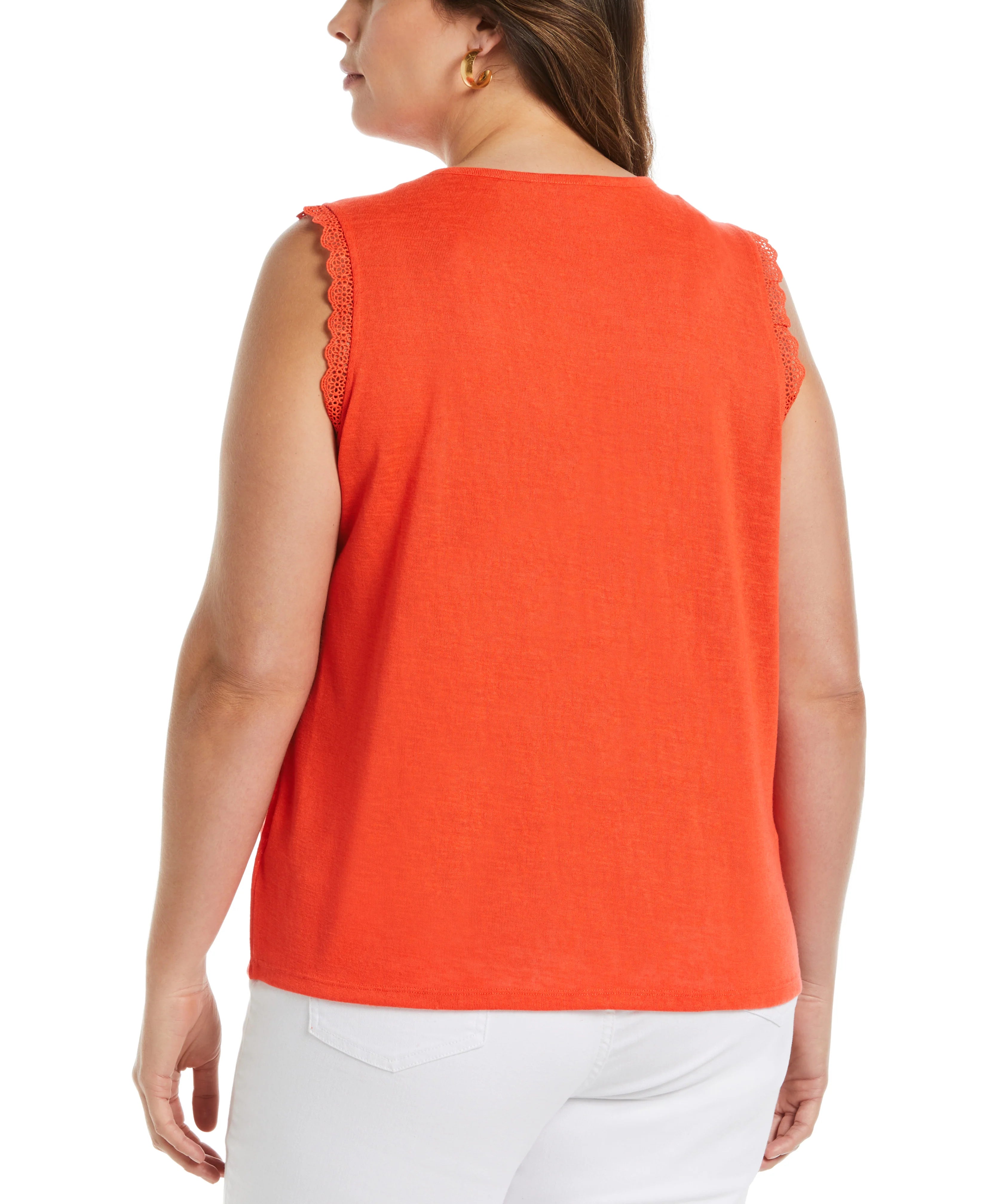 Plus Size Crochet Trim Top
