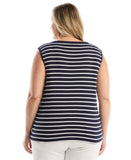 Plus Size Striped Button Front Tank Top
