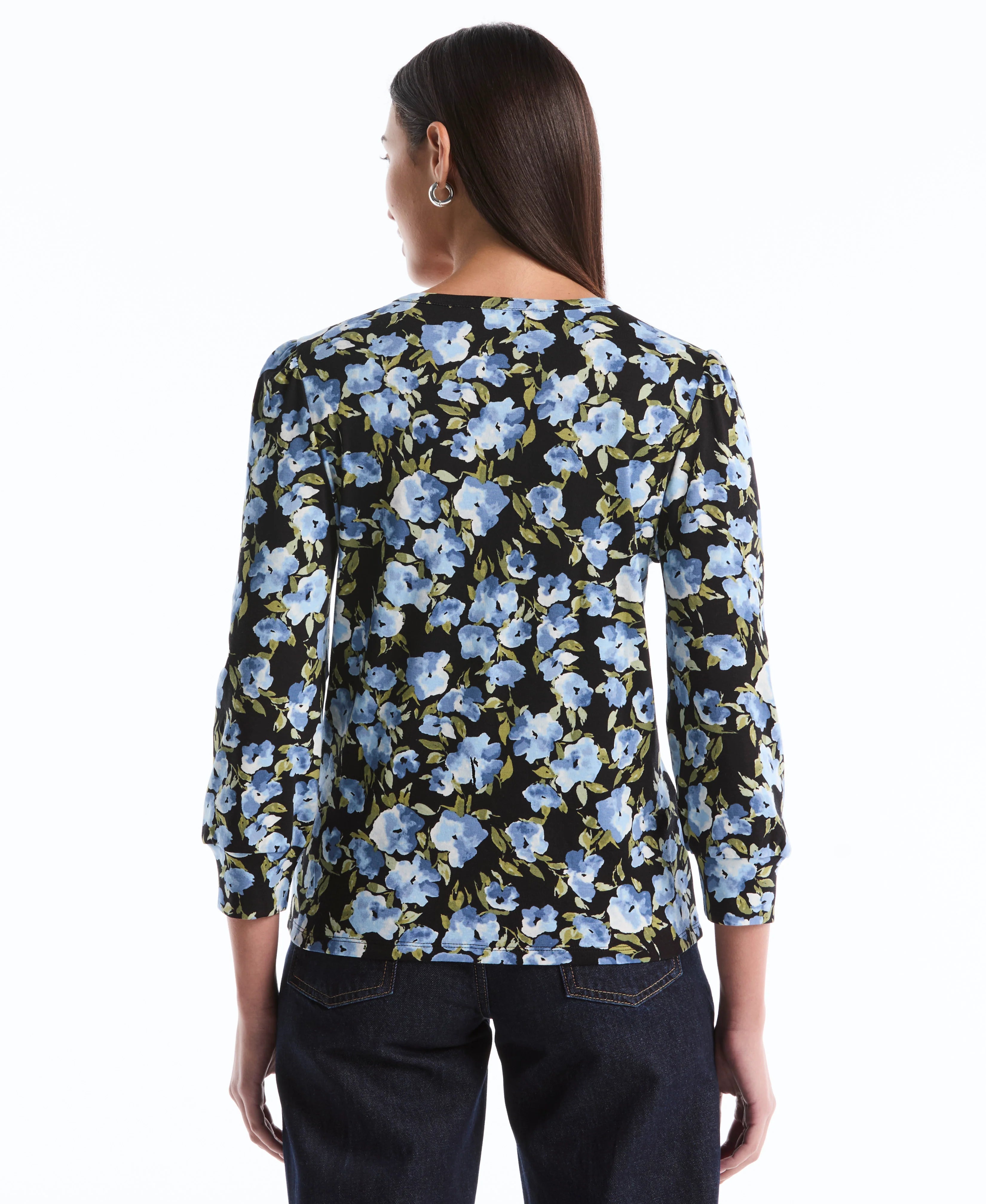 Floral Print Shirred Top