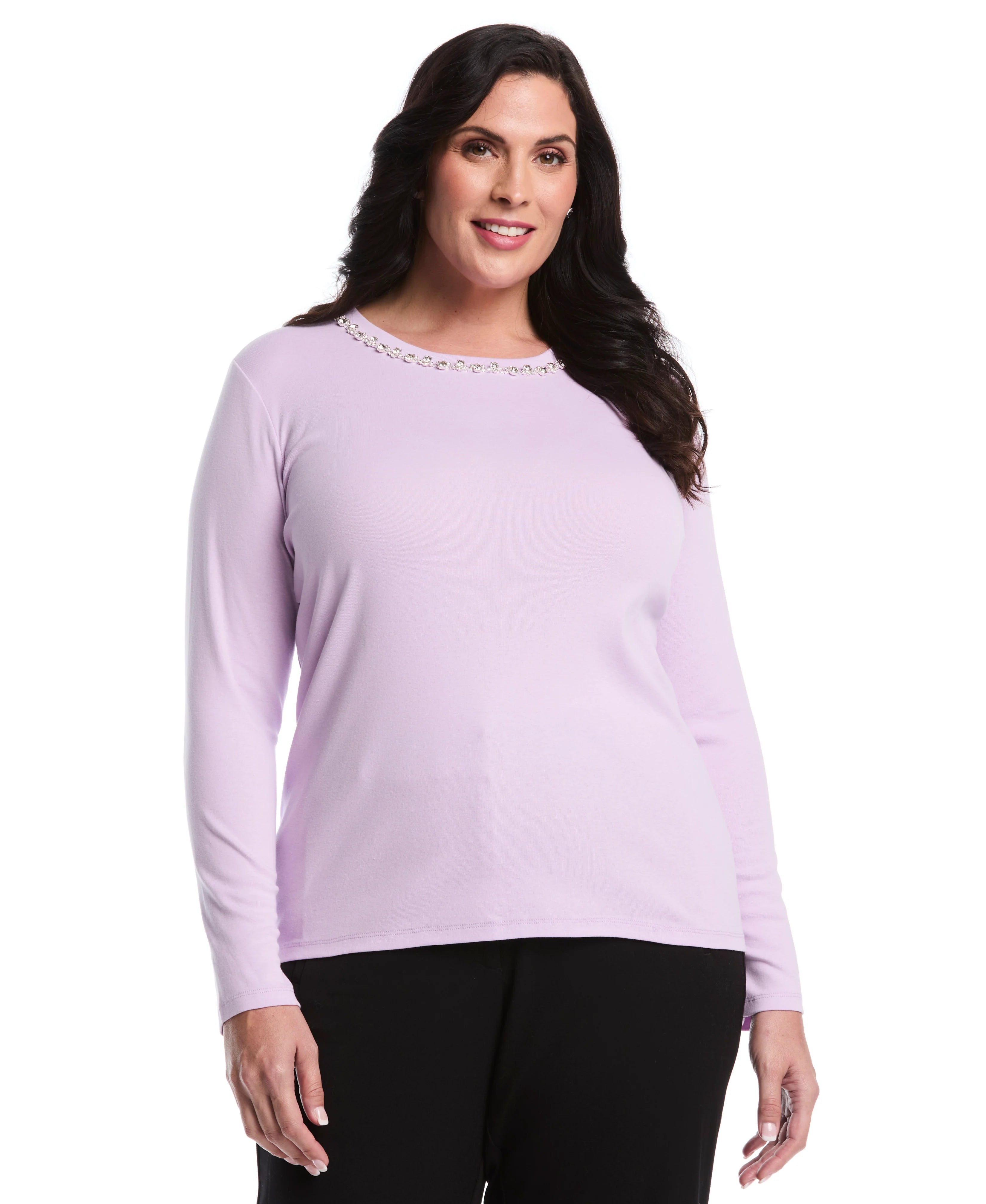 Plus Size Embellished Neck Top