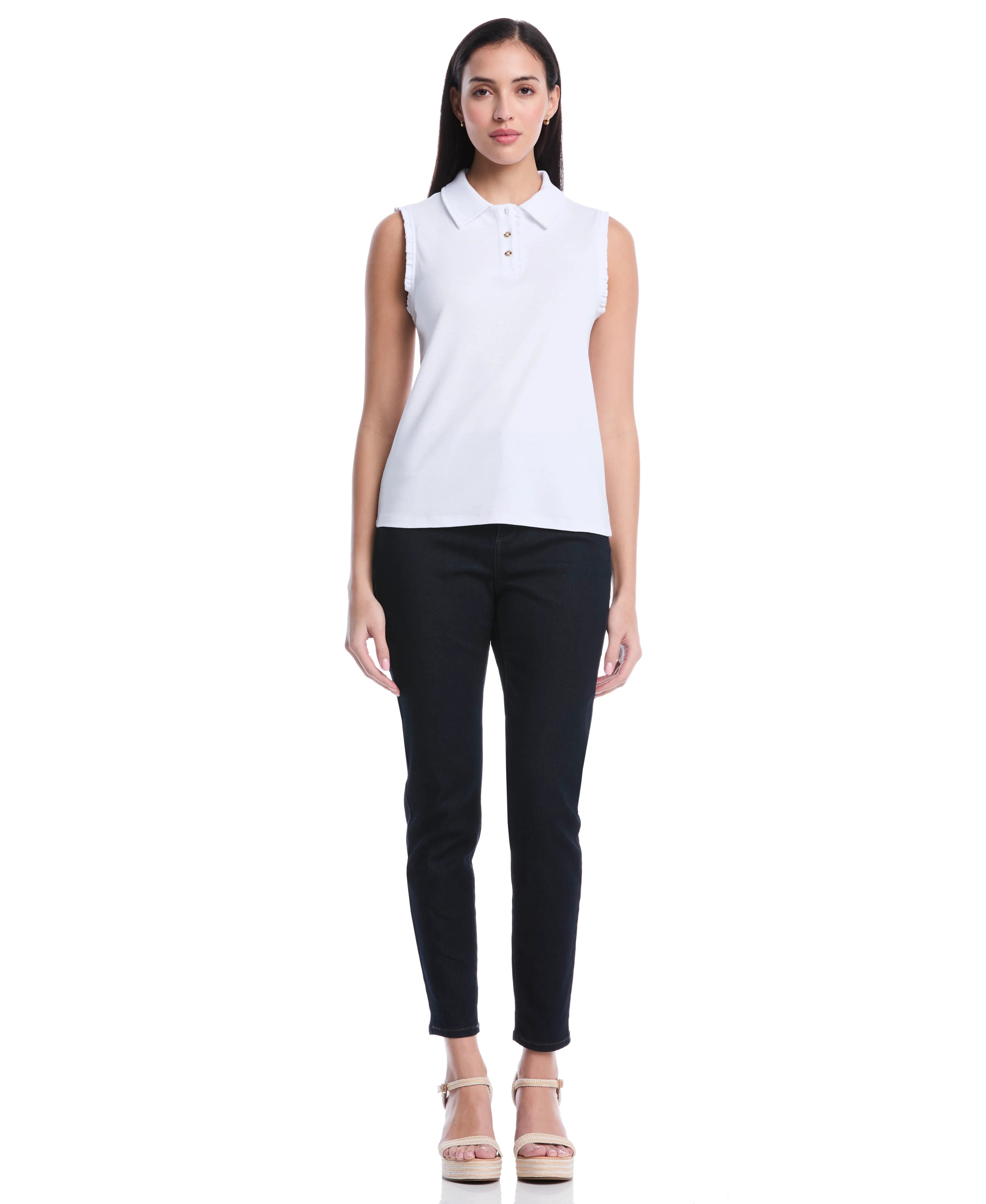 Petite Ruffle Trim Polo