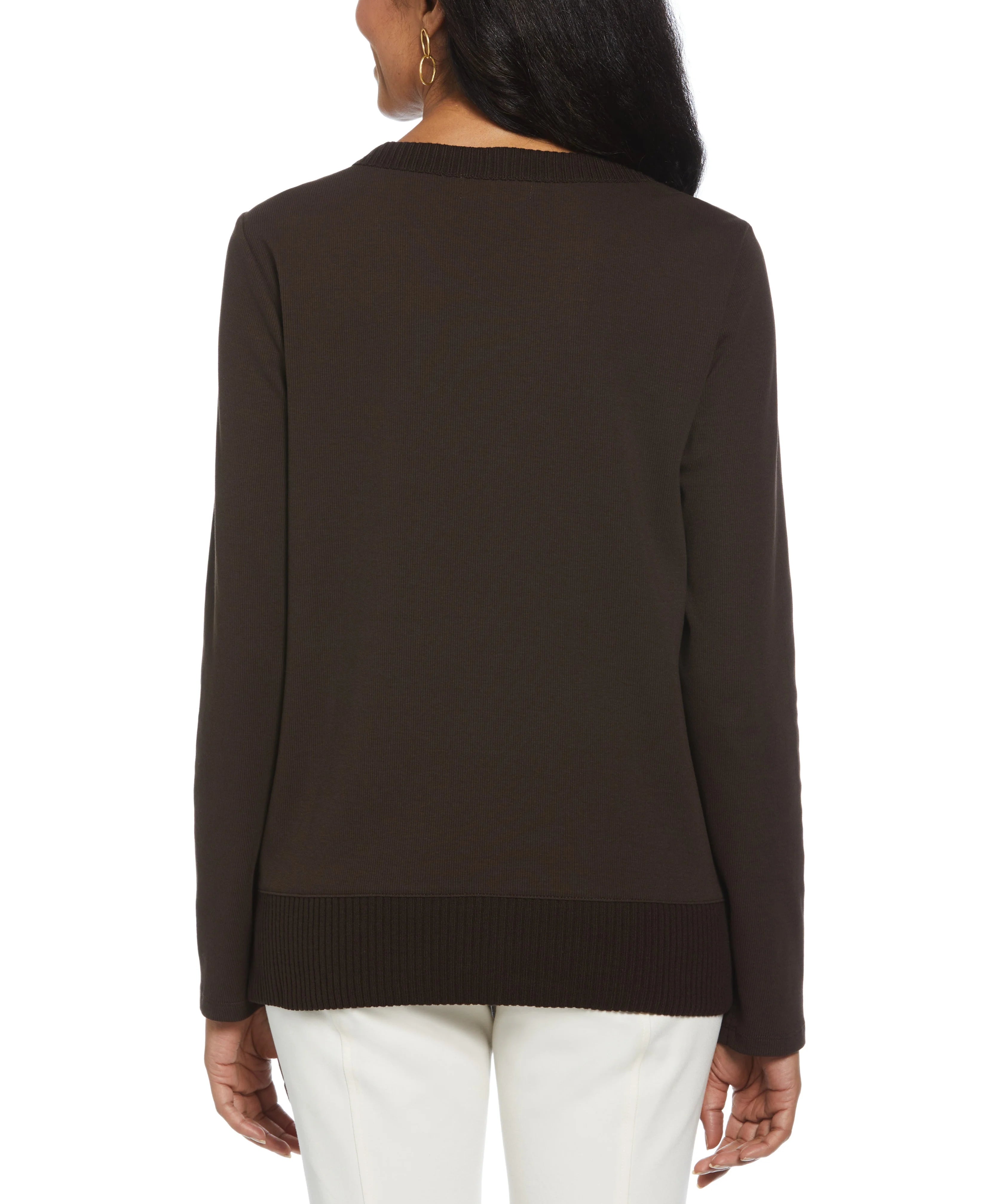 Ribbed Asymmetrical Fringe Hem Top