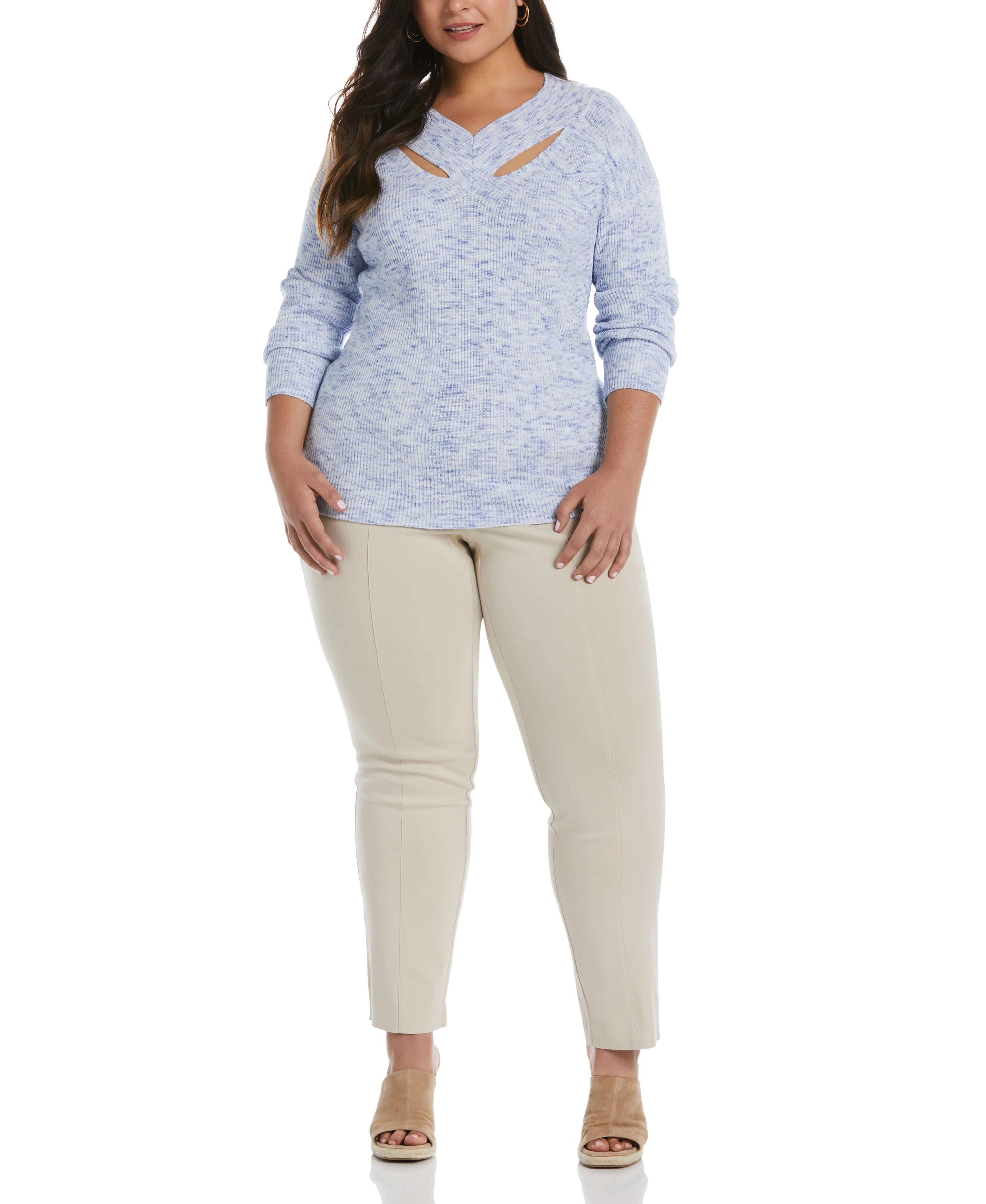 Plus Size Cutout Neck Sweater
