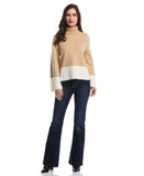 Color Block Trim Turtleneck Sweater