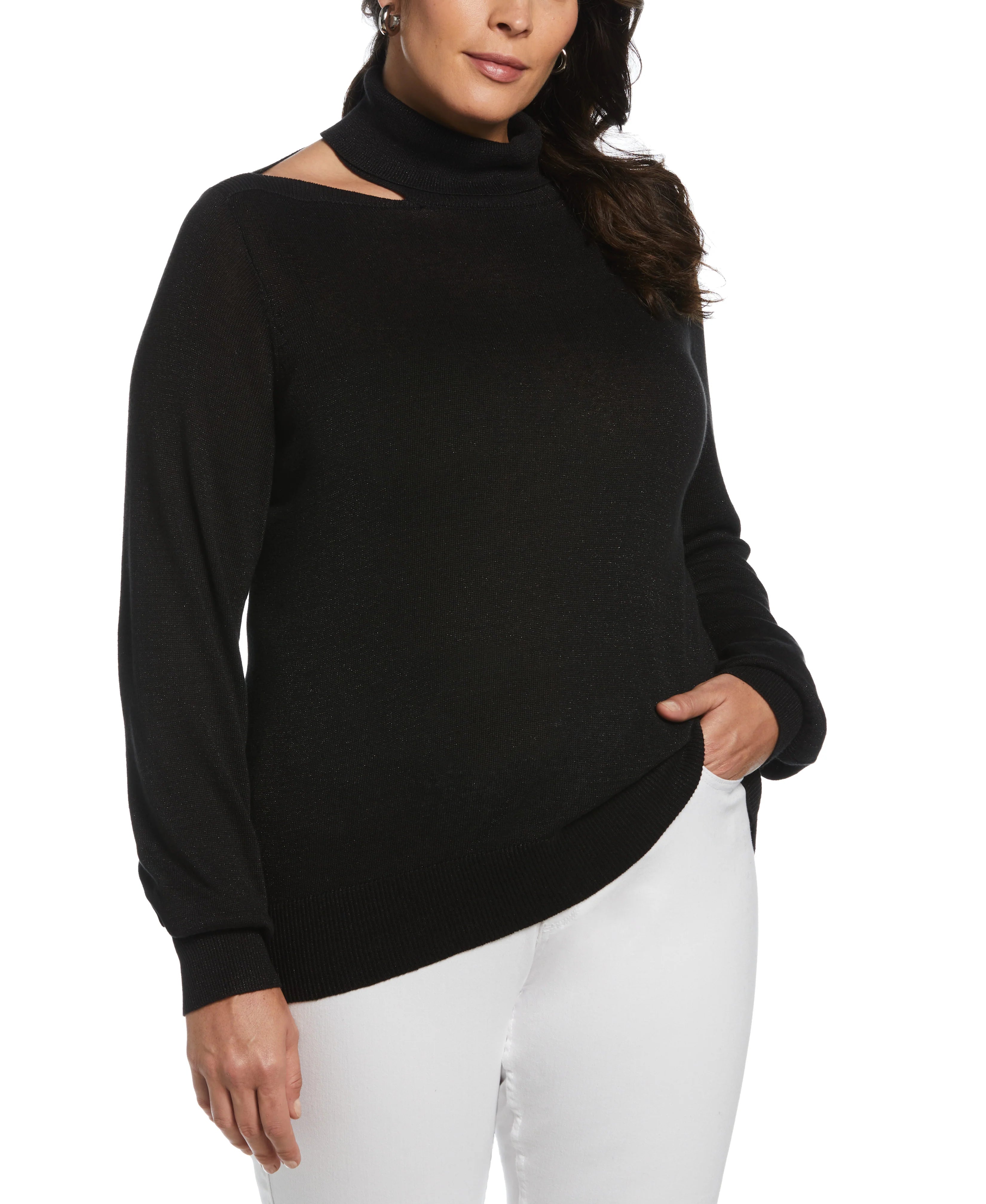 Rib Trim Cut Out Sweater