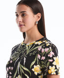 Garden Print Button Detail Top