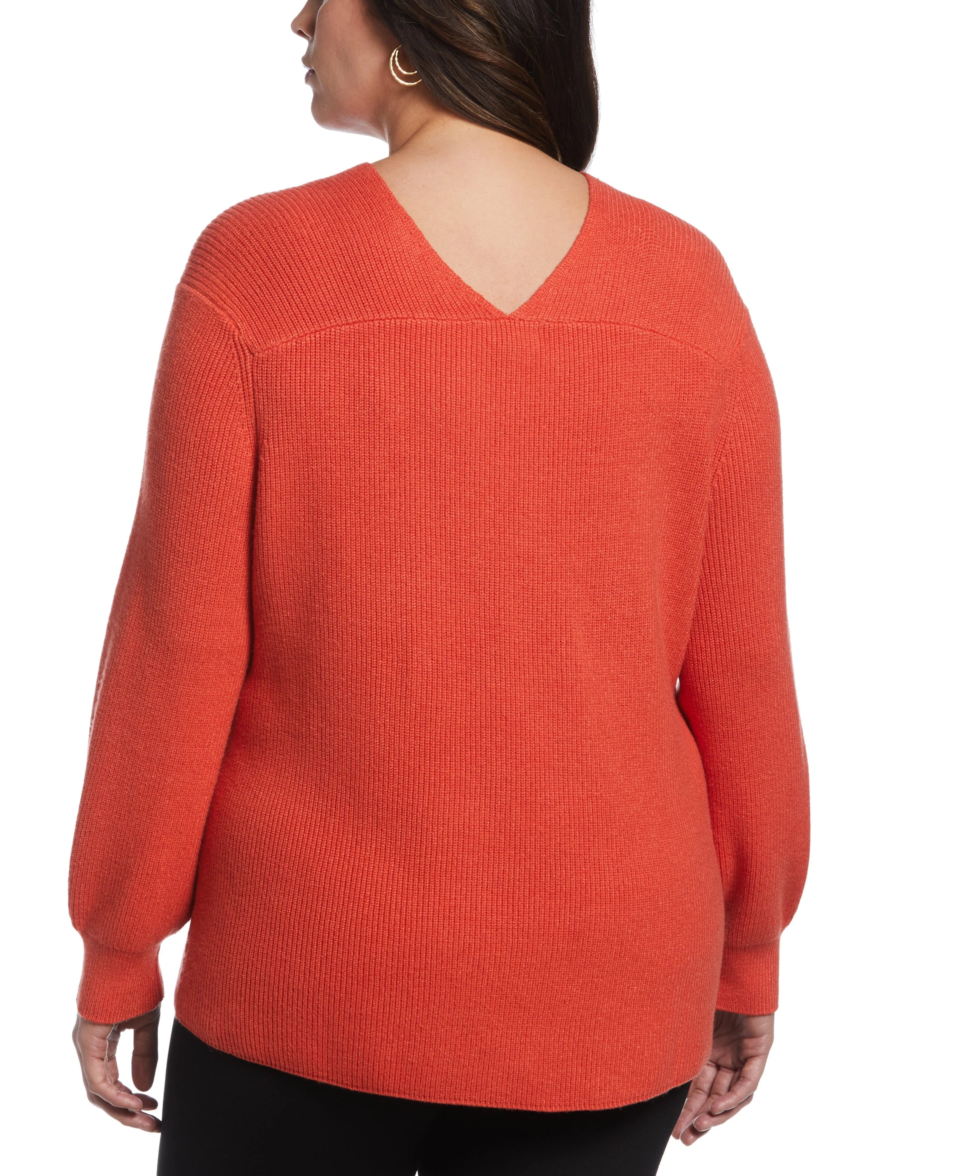 Plus Size Essential Ribbed V Neck Sweater