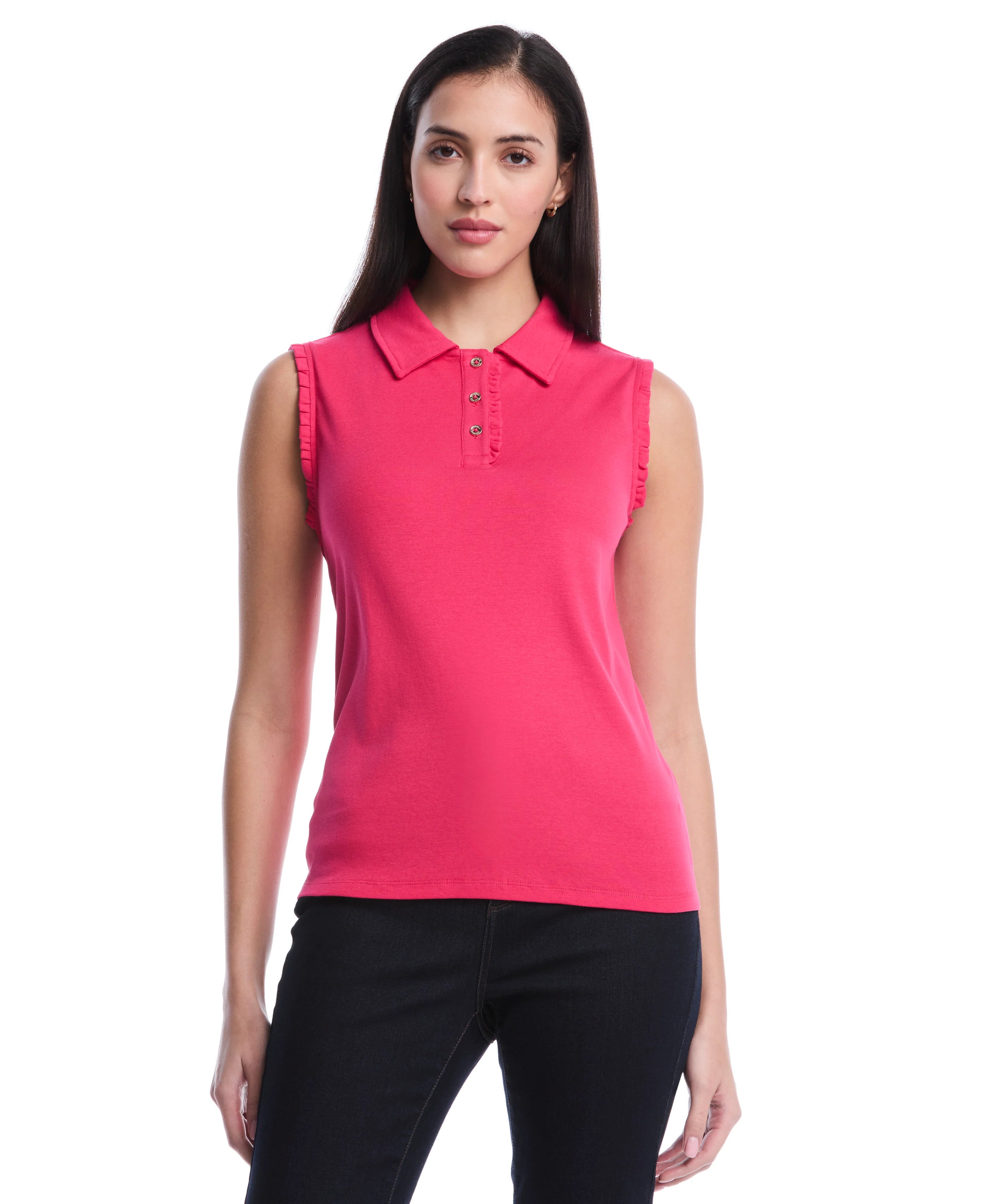 Petite Ruffle Trim Polo