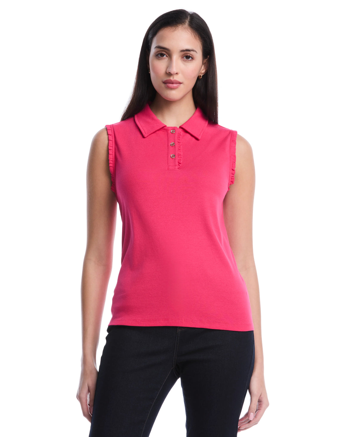 Petite Ruffle Trim Polo