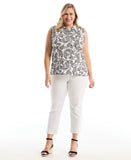 Plus Size Paisley Print Ruffle Trim Polo