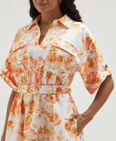 Petite Floral Print Utility Shirt Dress