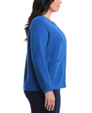 Plus Size Cable Knit Trim Cardigan