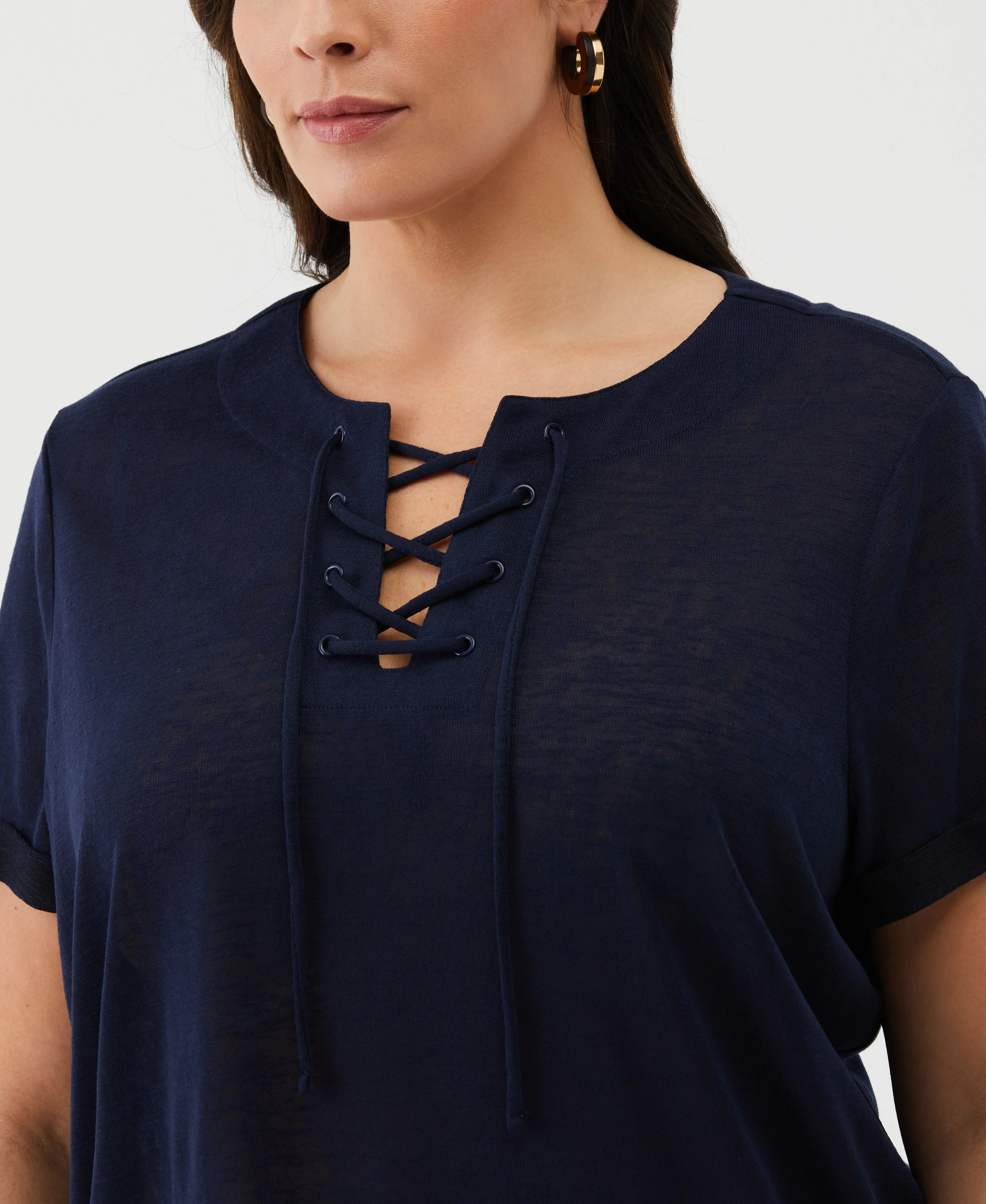 Plus Size Eco Lace Up Tee