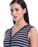 Petite Striped Button Front Tank Top