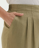 Plus Size Linen Blend Pleated Wide Leg Pant