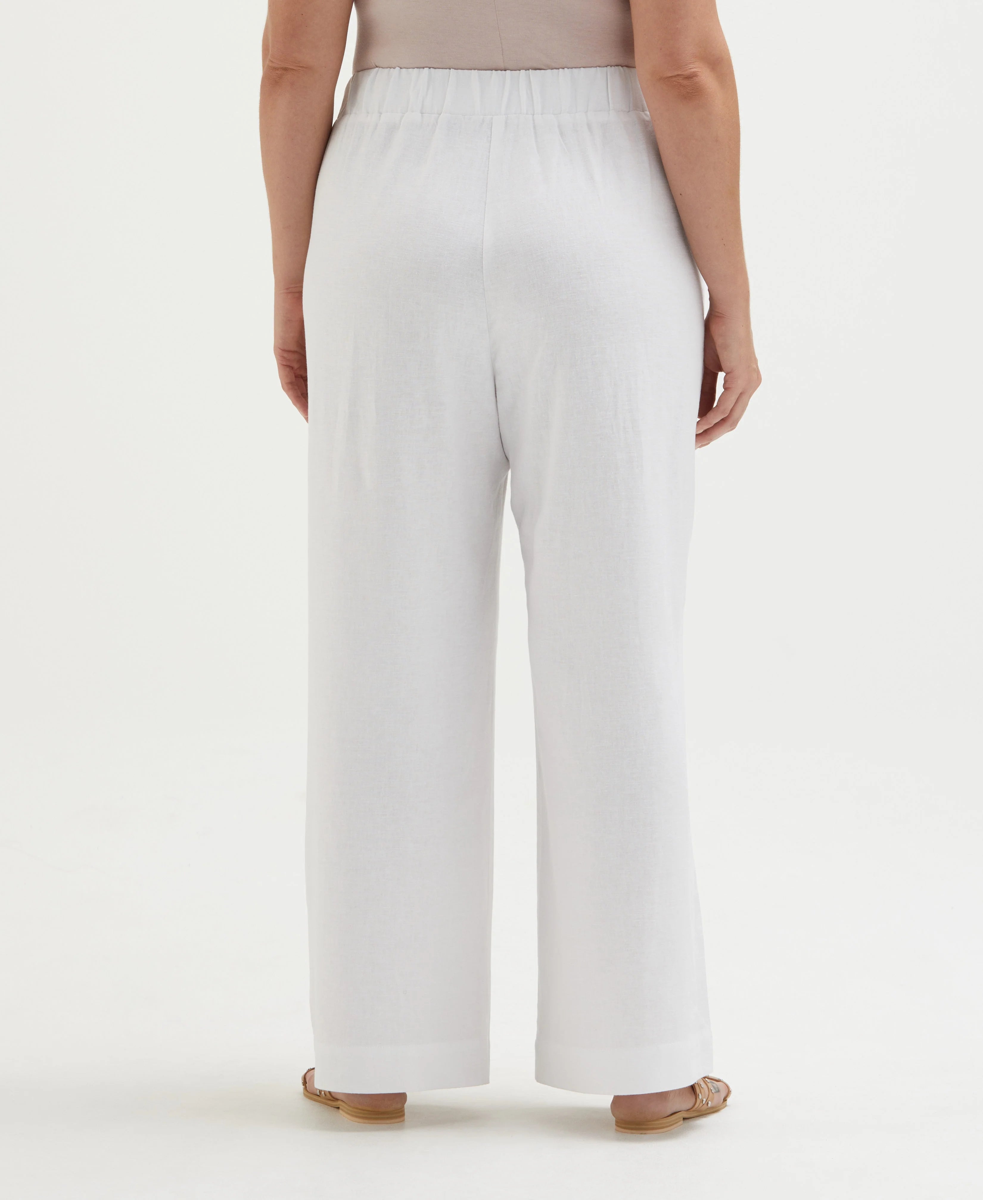 Plus Size Linen Blend Pleated Wide Leg Pant