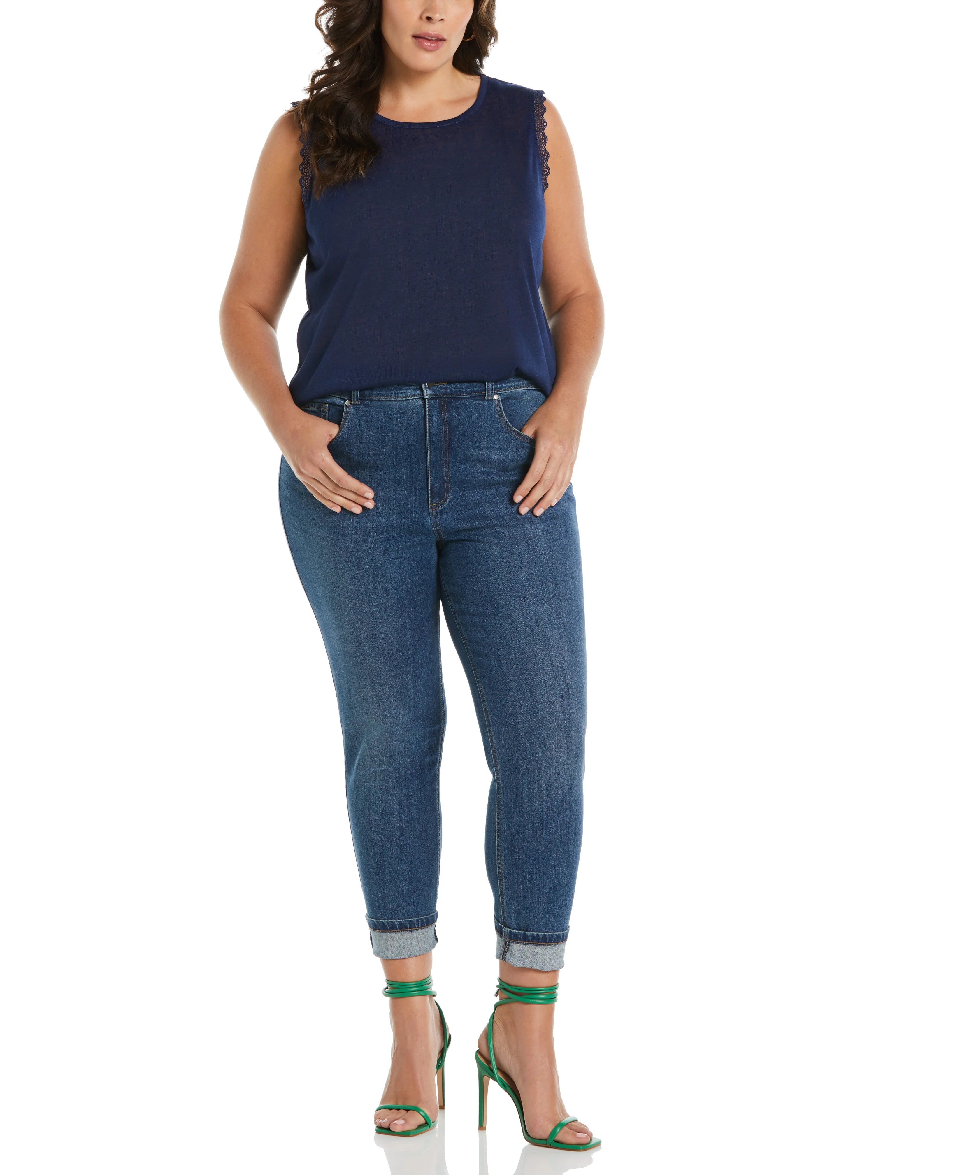 Plus Size Crochet Trim Top