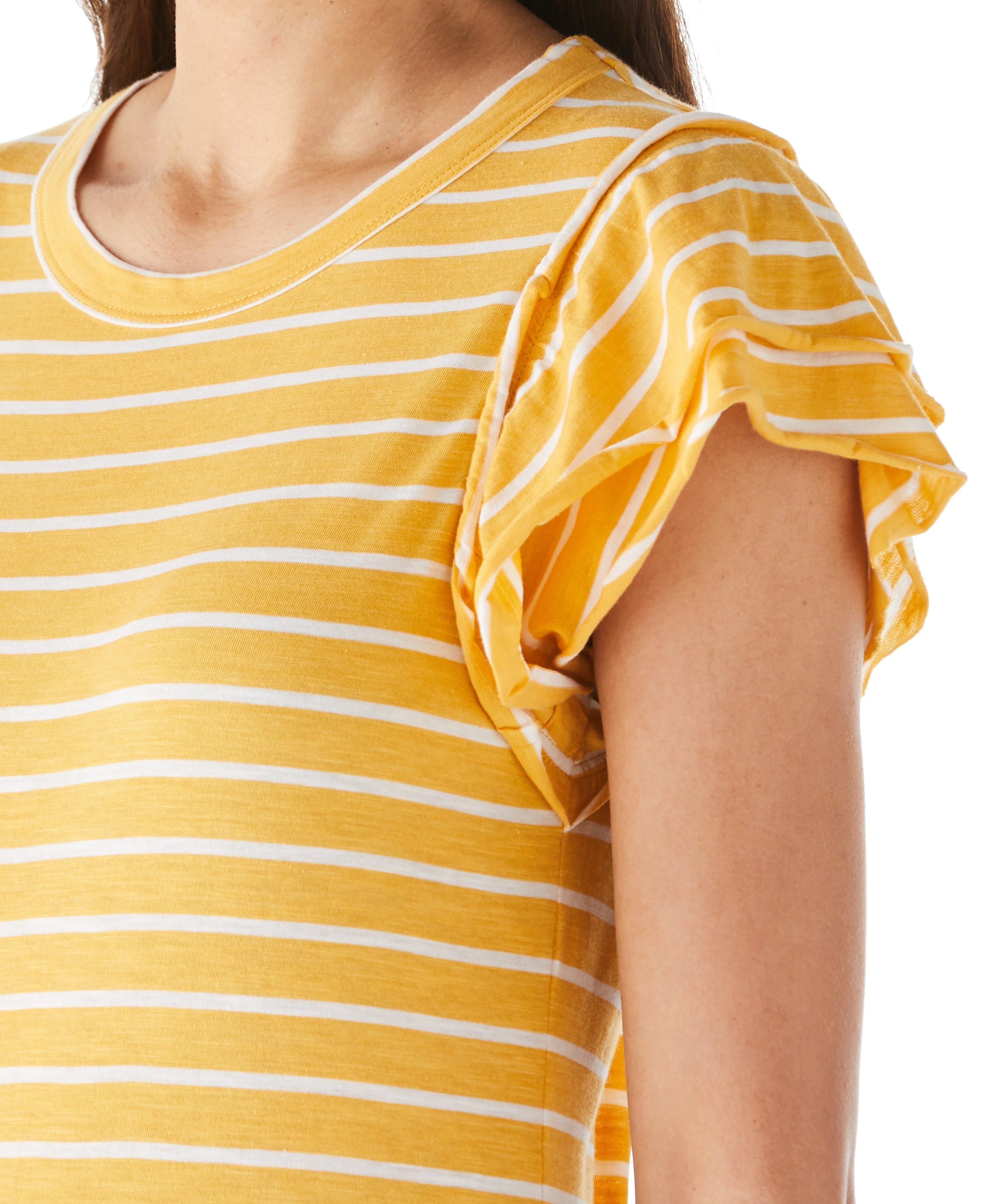 Stripe Ruffle Sleeve Tee