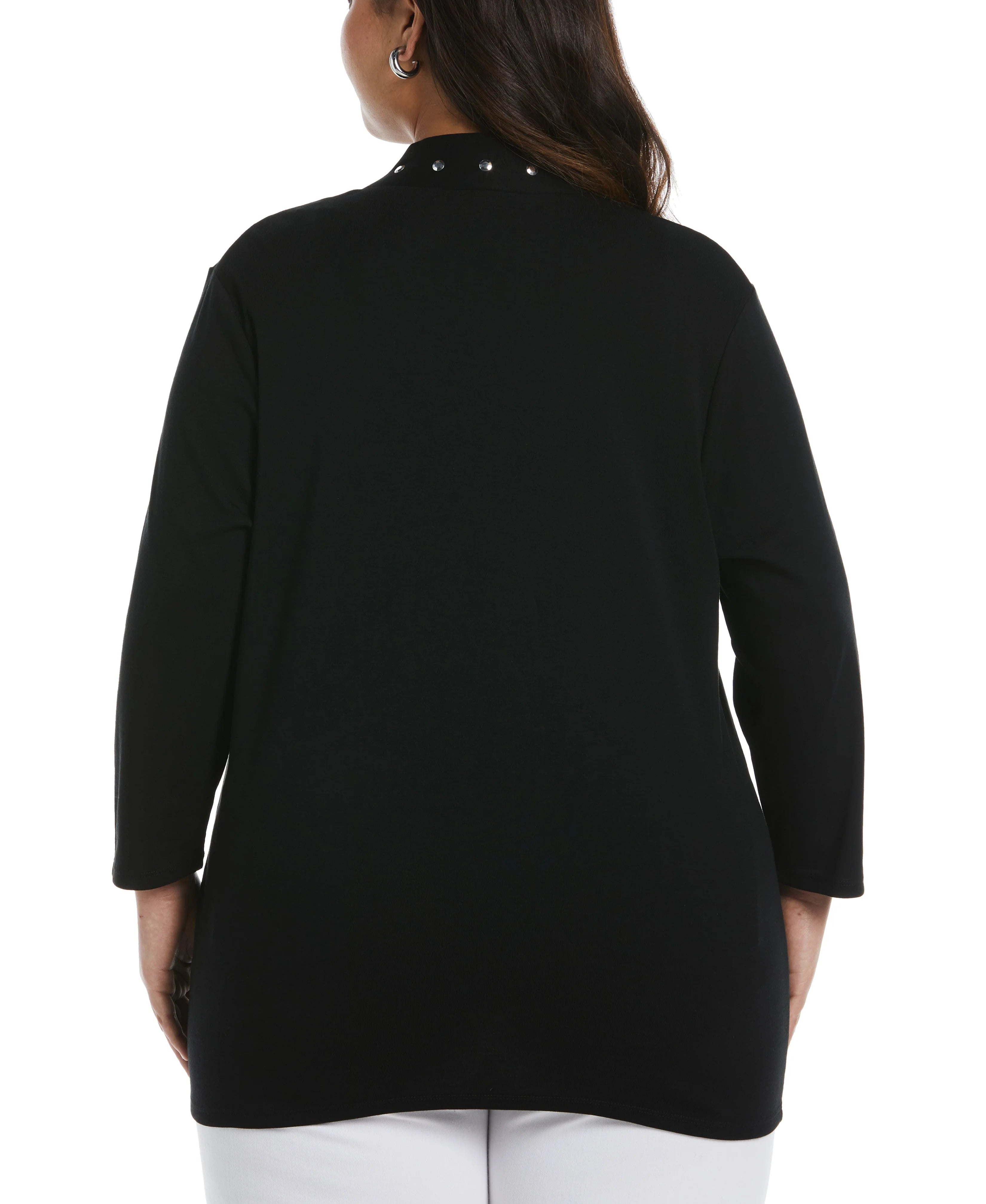 Plus Size Cardigan with Hardware Trim
