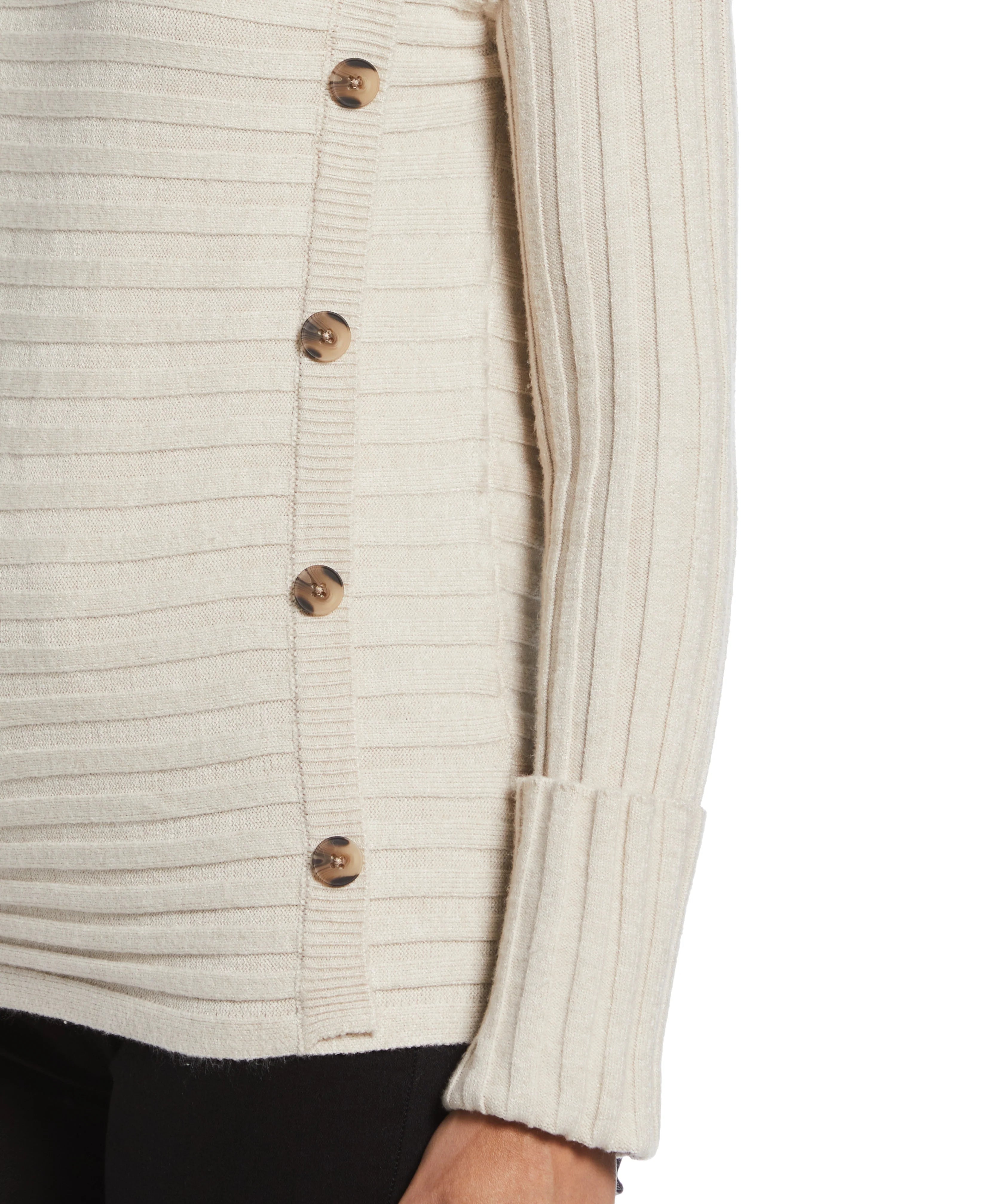 Petite Ribbed Sweater with Button Detail