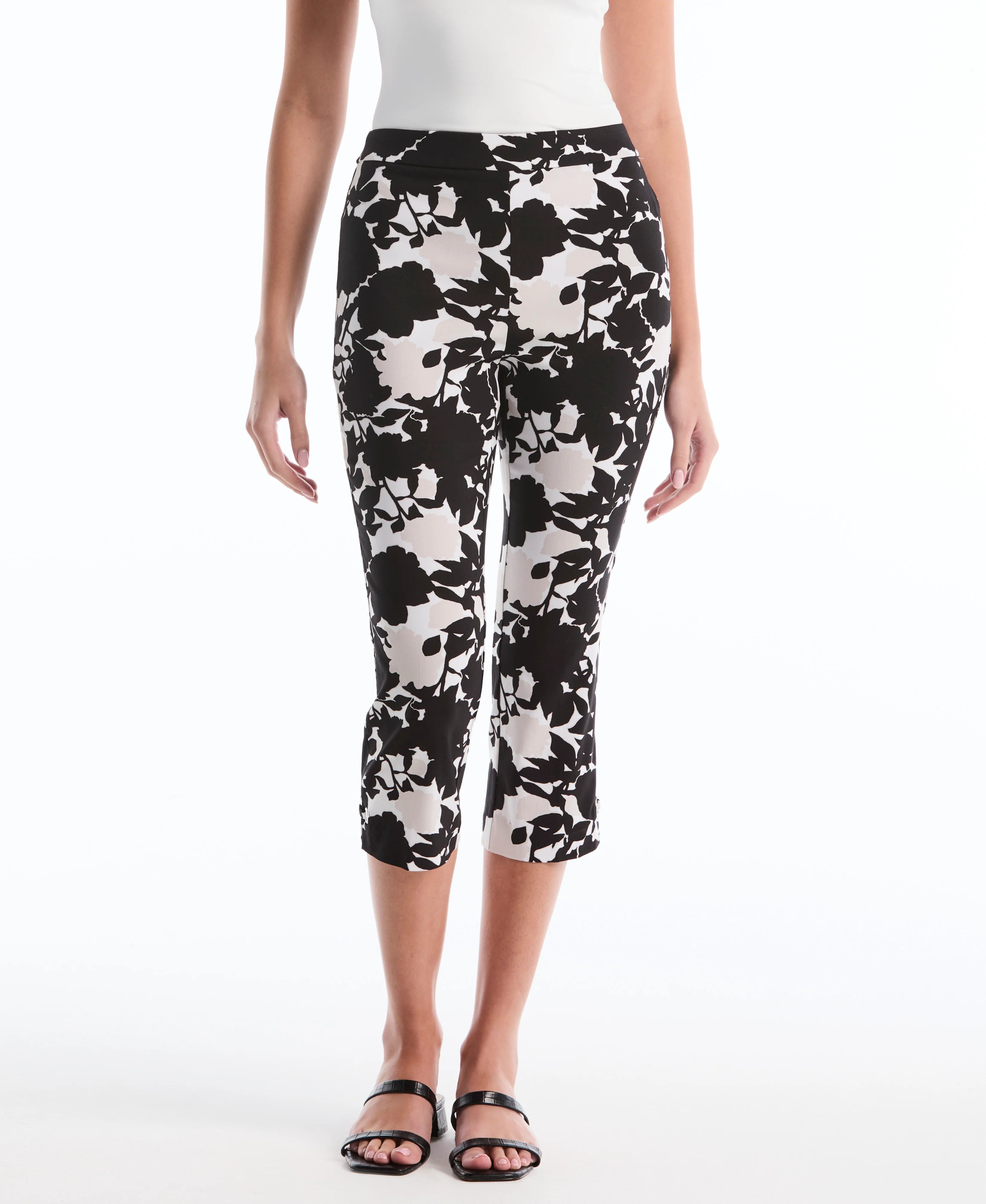 Floral Print Capri With Riveted Vent