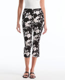 Petite Floral Print Capri With Riveted Vent