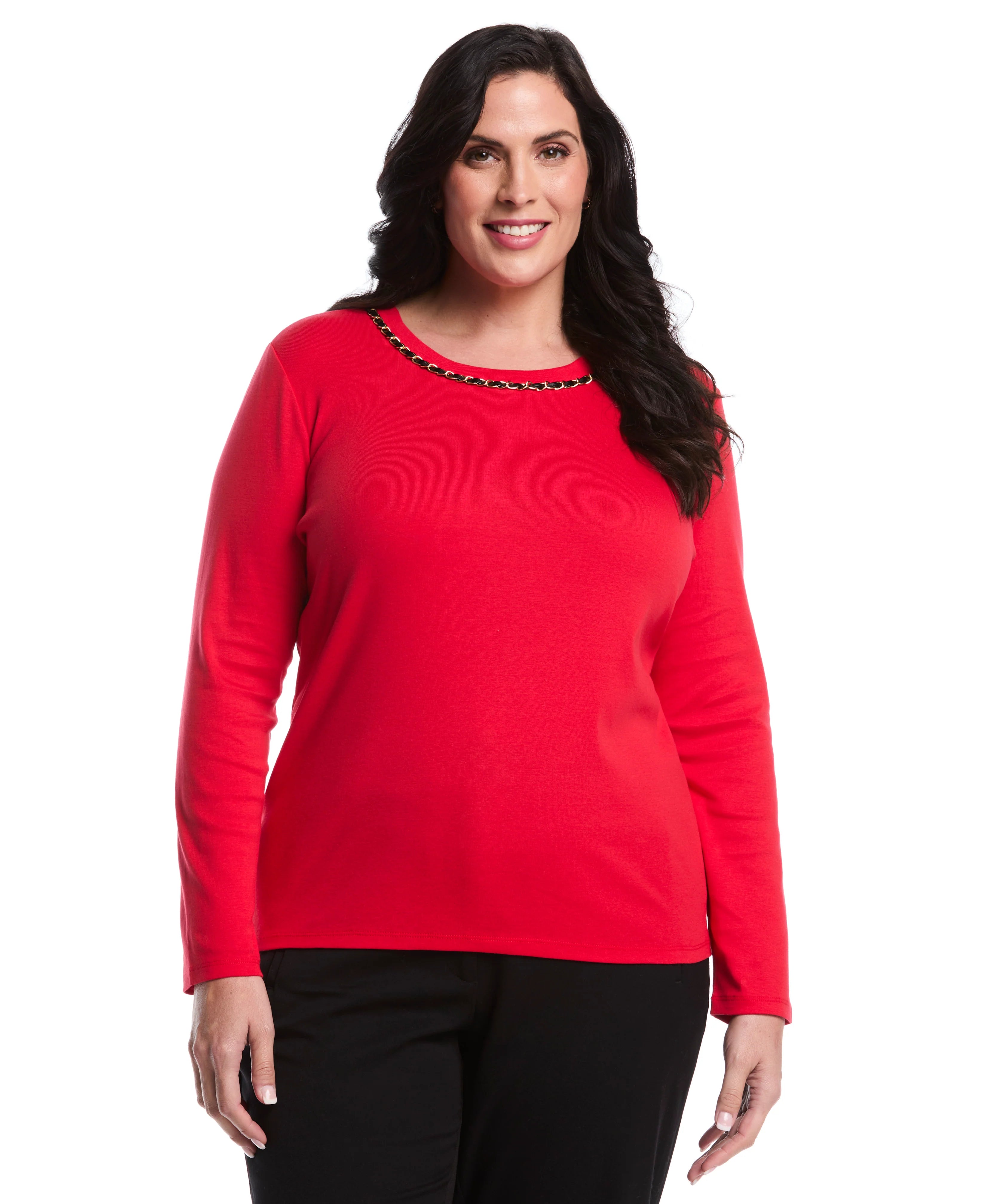 Plus Size Chain Neck Detail Top