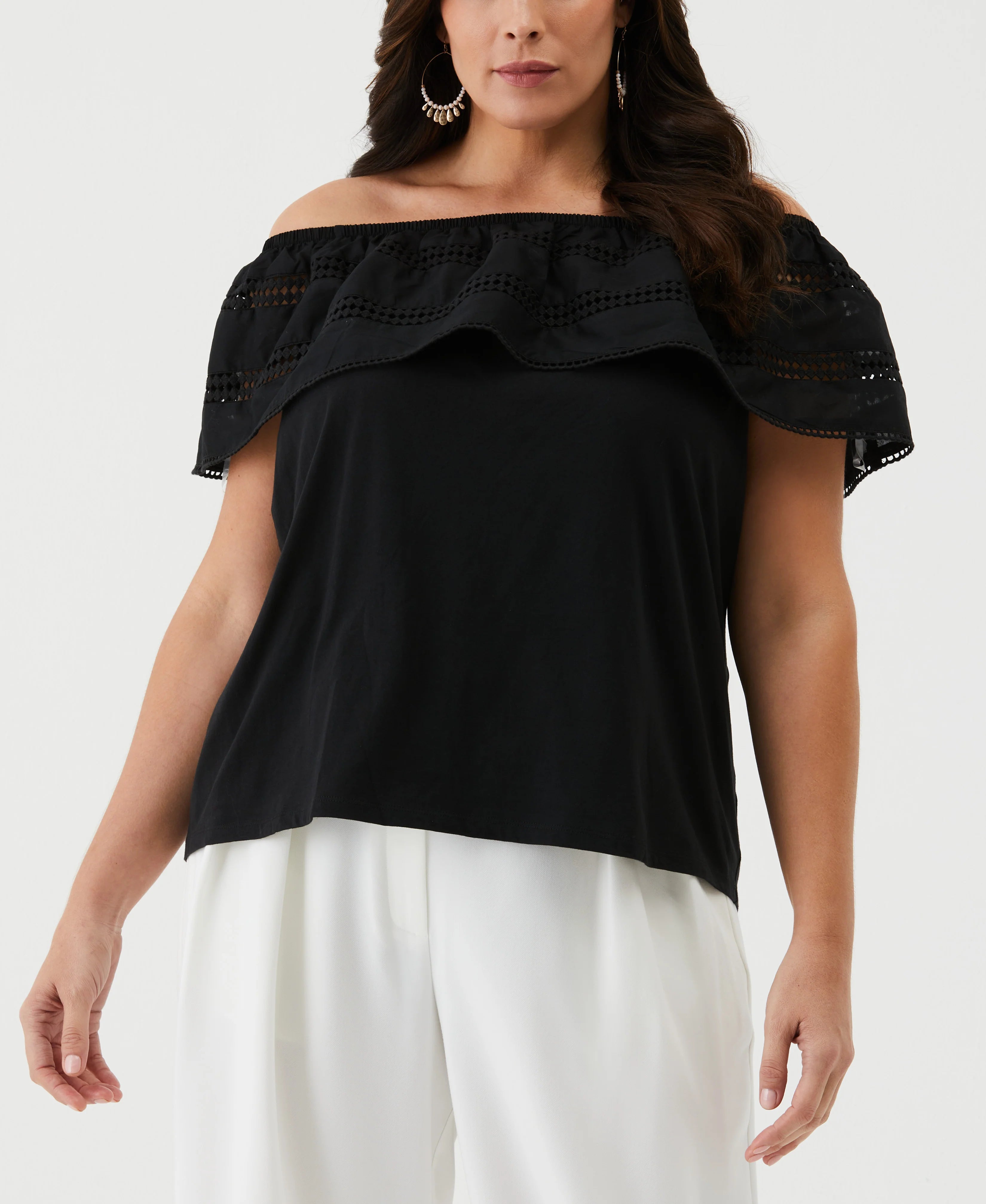 Embroidered Off The Shoulder Top