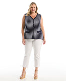 Plus Size Striped Button Front Tank Top